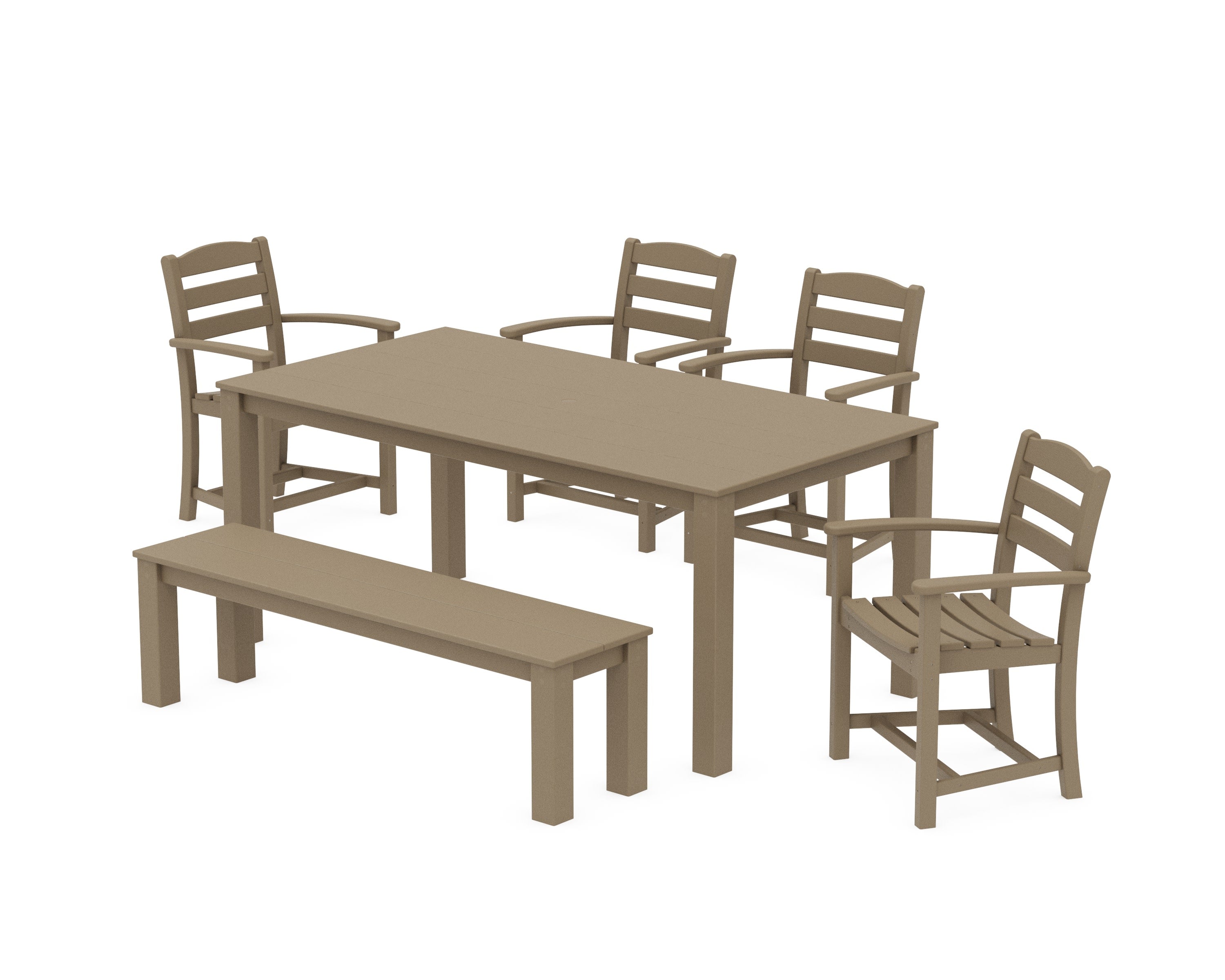 La Casa Cafe' 6-Piece Parsons Dining Set with Bench in Vintage Sahara