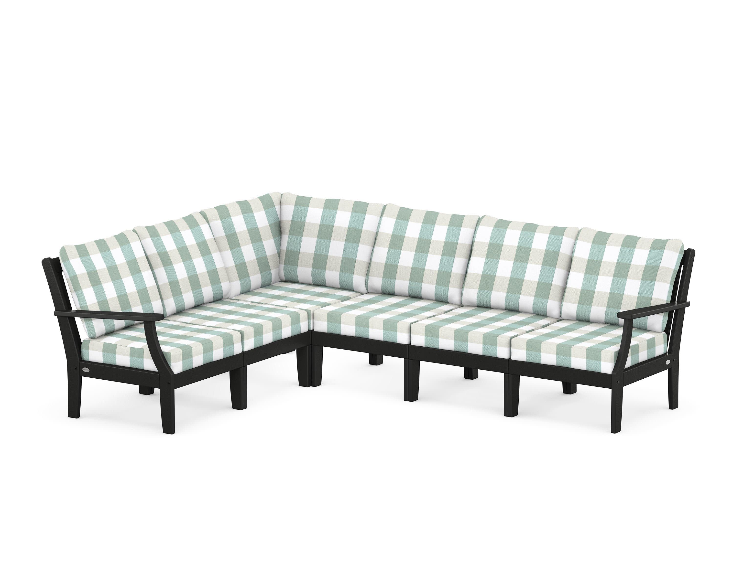 Braxton Modular 6-Piece Deep Seating Set in Black / Buffalo Plaid Glacier Spa