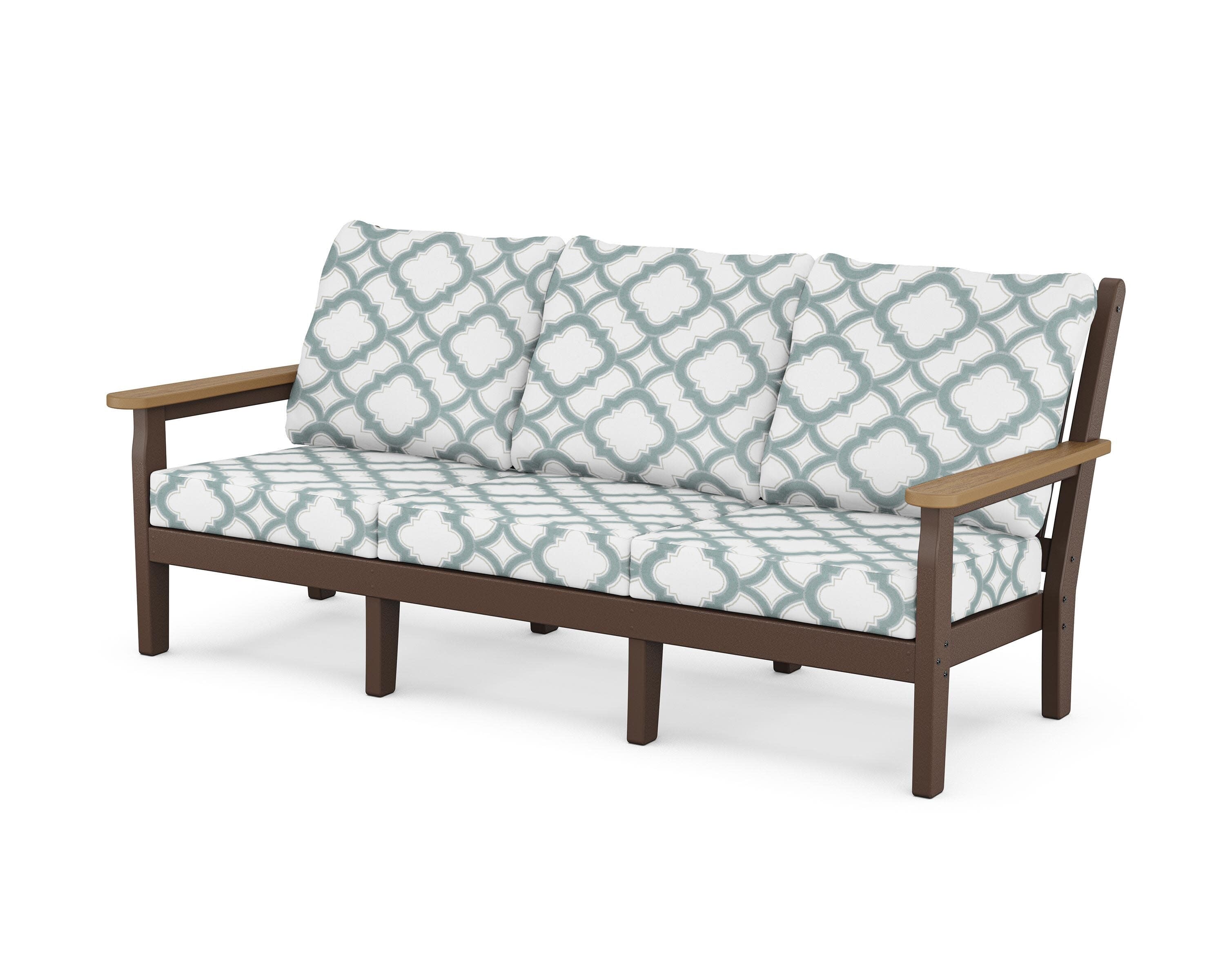 Chippendale Deep Seating Sofa in Mahogany / Natural / Trellis Glacier Spa