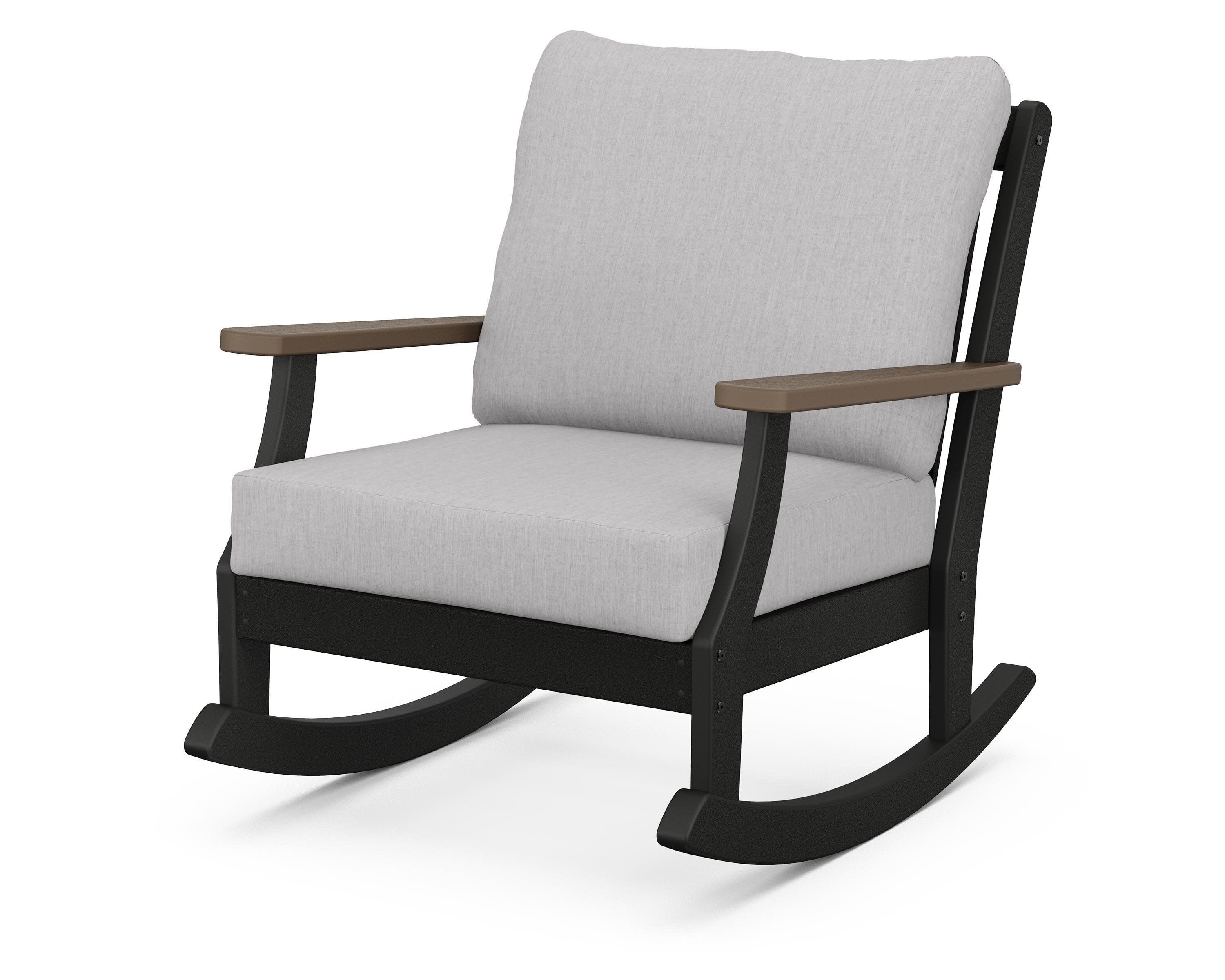 Braxton Deep Seating Rocking Chair in Black / Kona / Granite