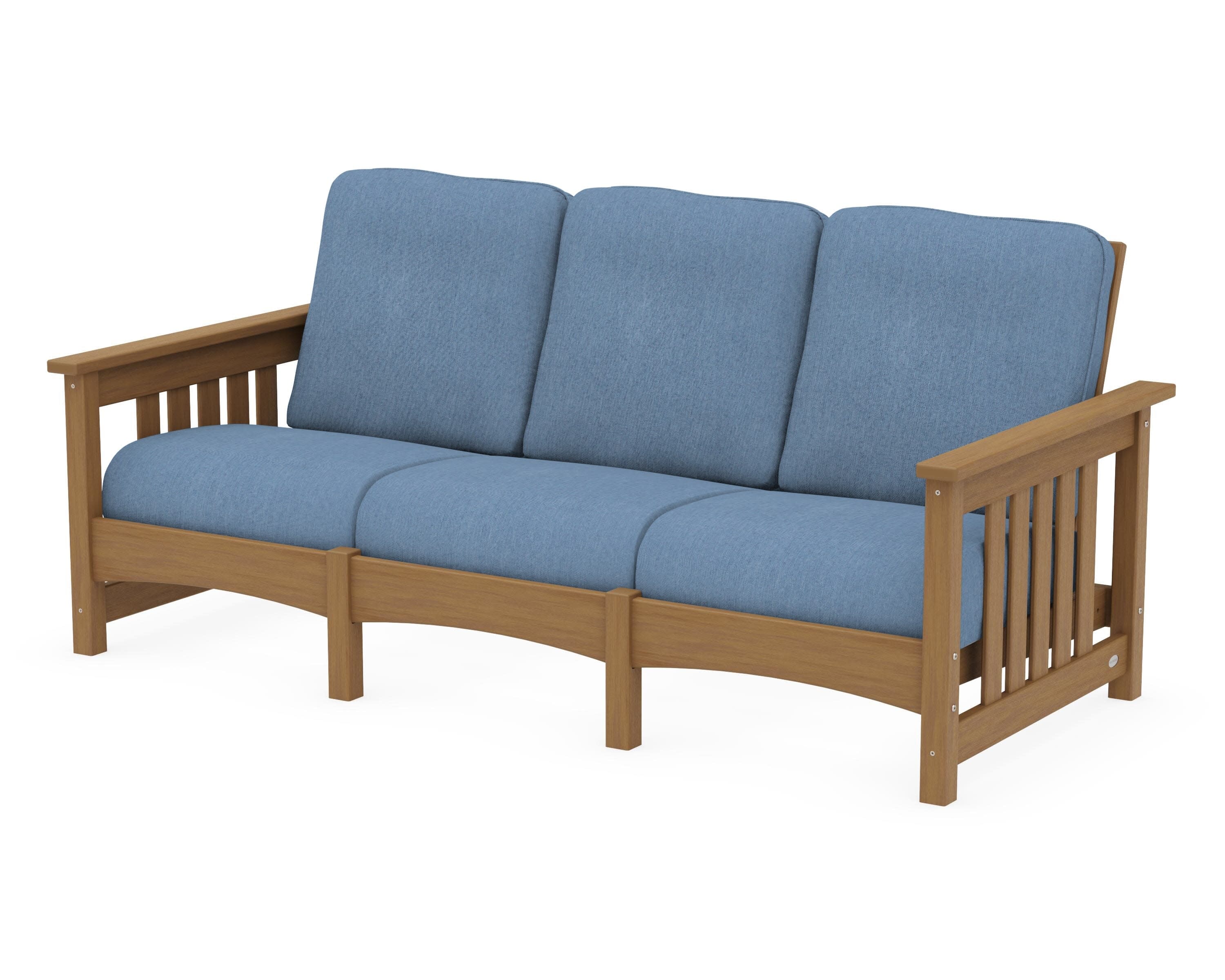 Club Mission Sofa in Natural / Sky Blue
