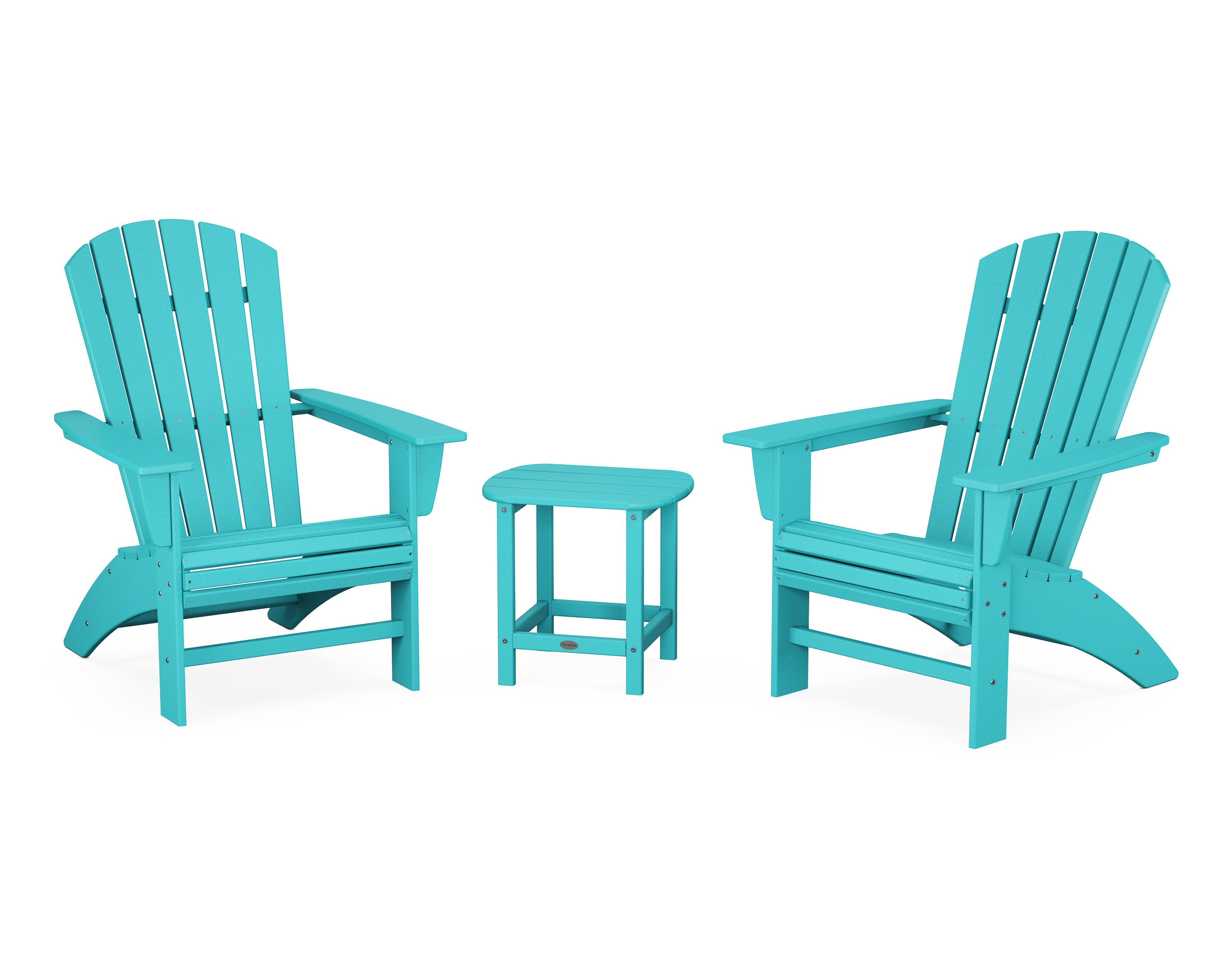Nautical 3-Piece Curveback Adirondack Set in Aruba