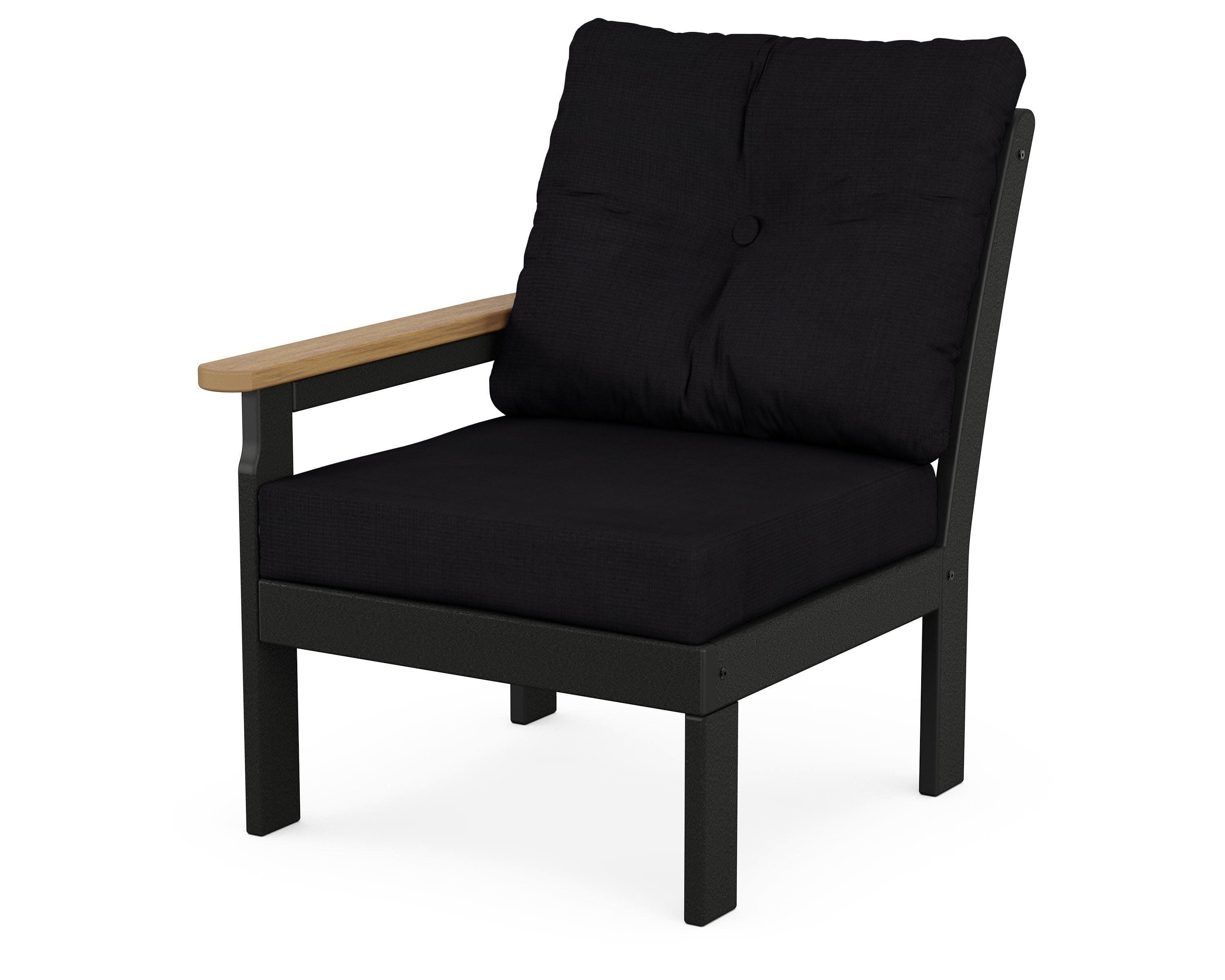 Vineyard Modular Left Arm Chair in Black / Natural / Midnight Linen
