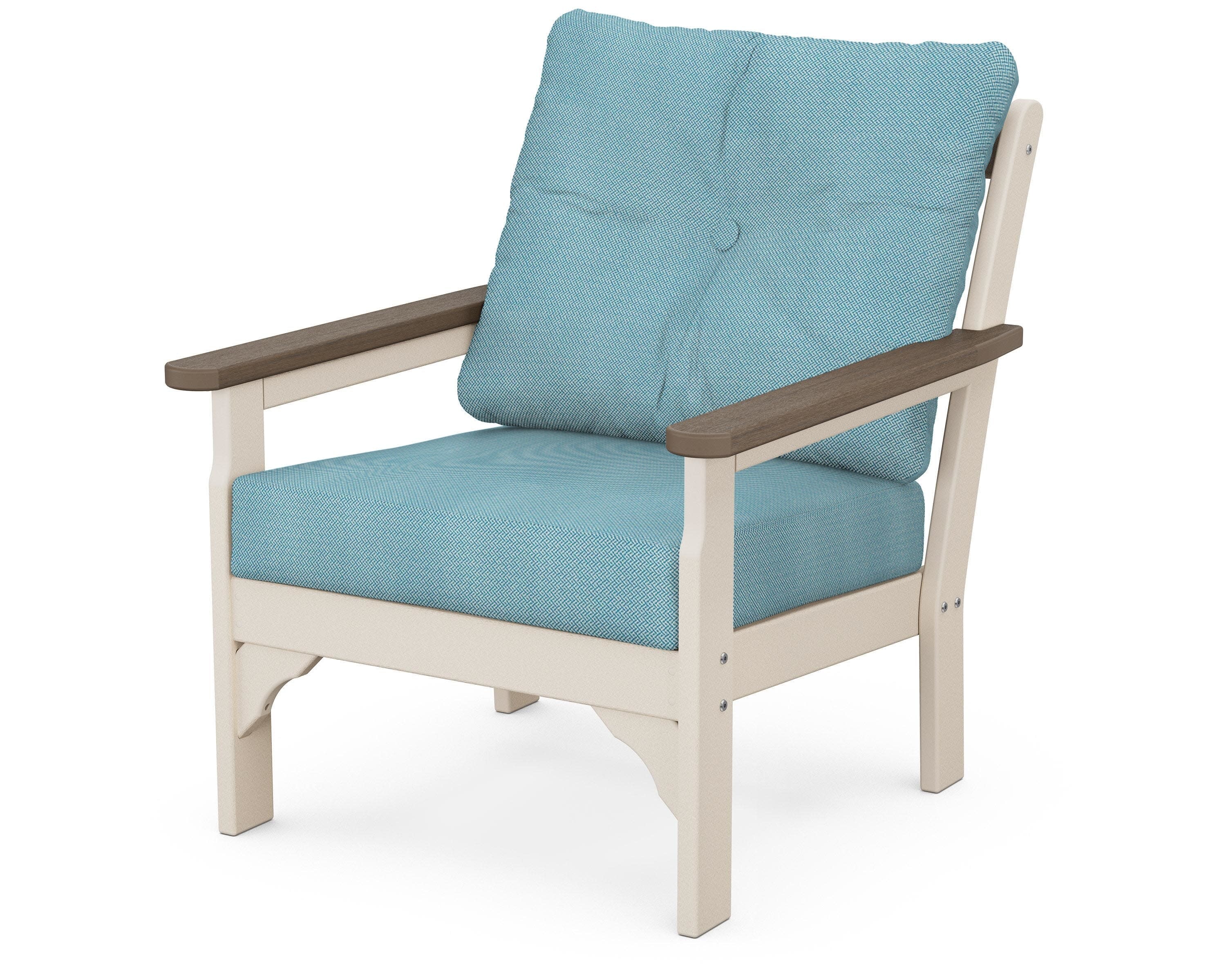 Vineyard Deep Seating Chair in Sand / Kona / Lattice Sky Blue