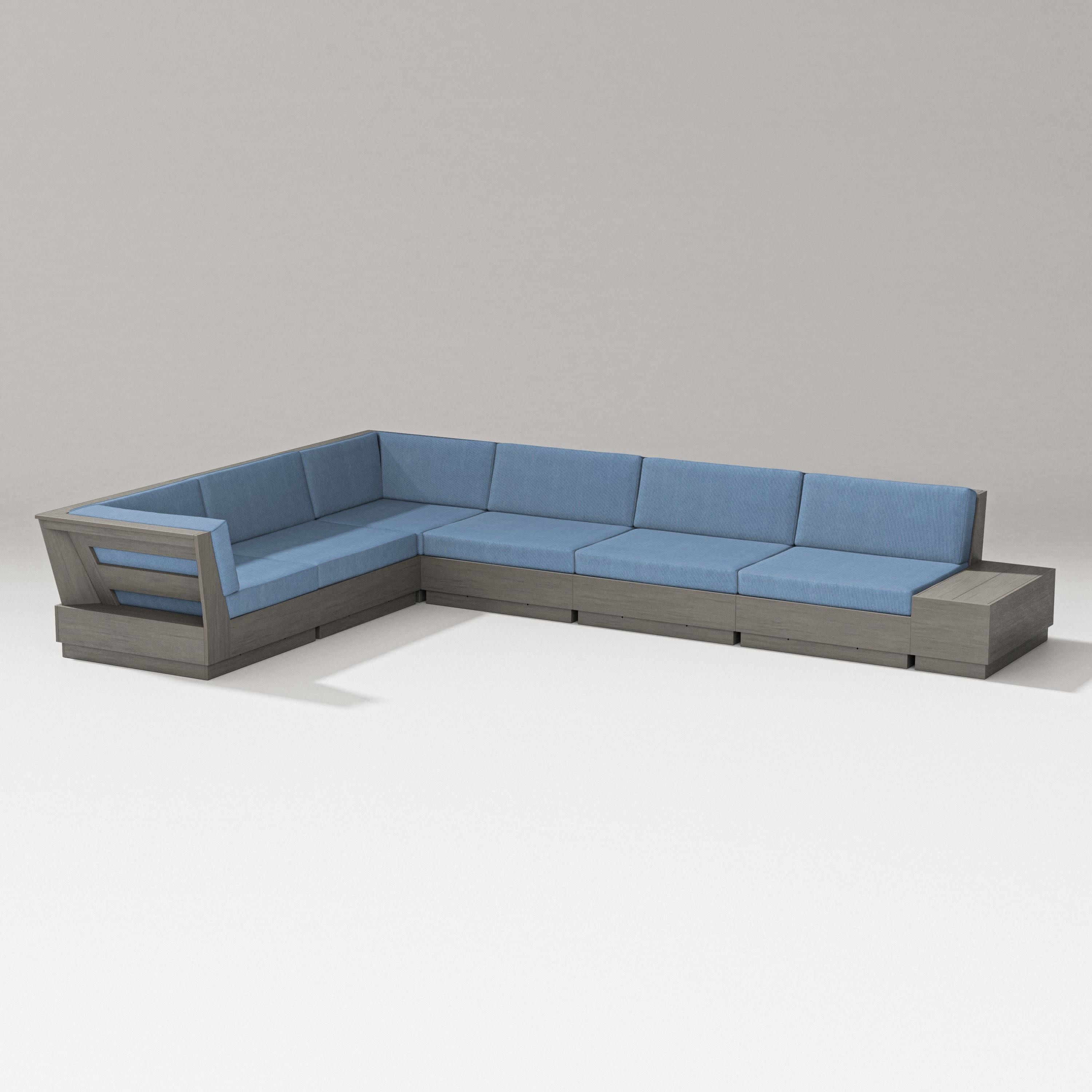 Elevate 7-Piece Corner Sectional in Driftwood / Sky Blue