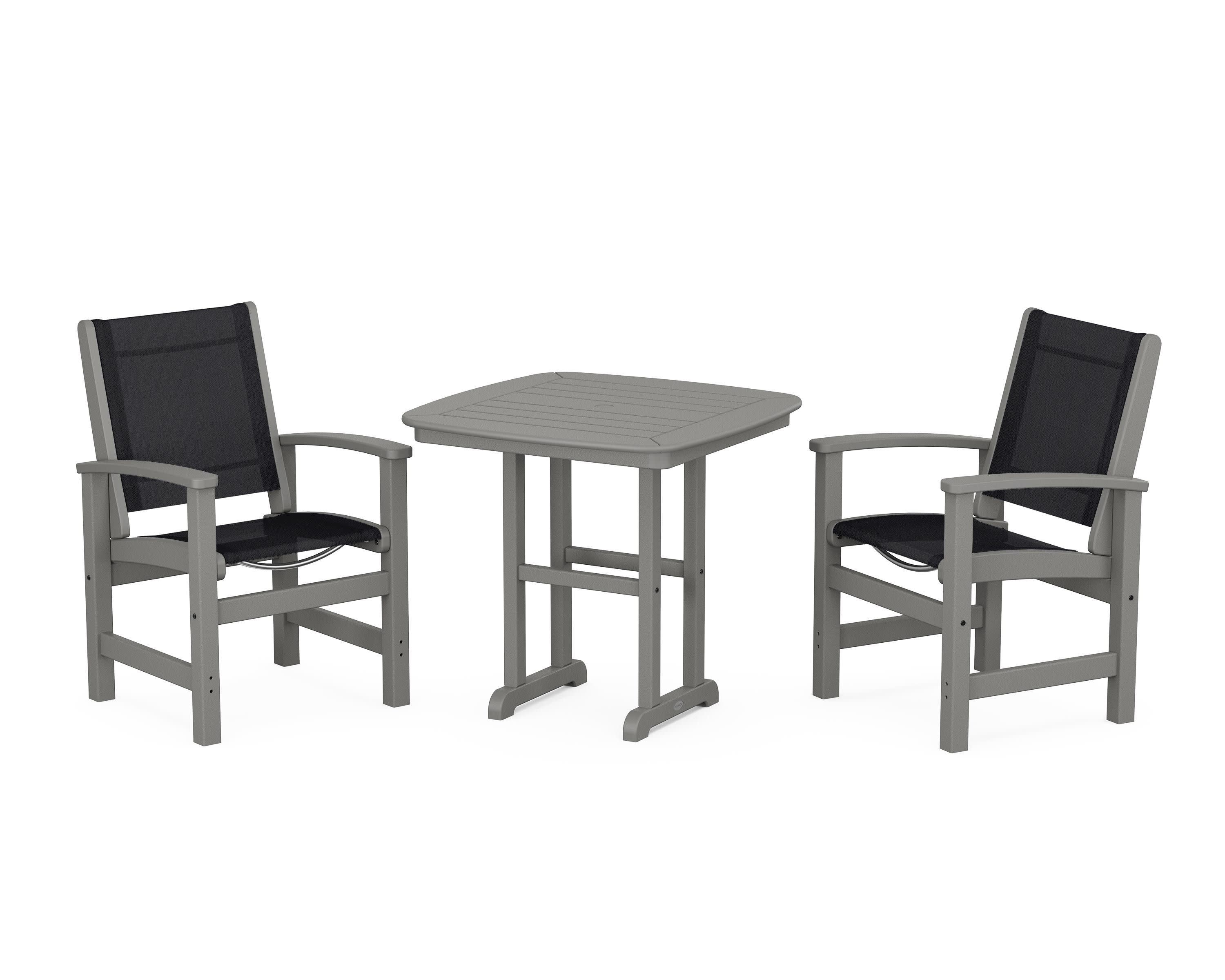 Coastal 3-Piece Dining Set in Slate Grey / Black Sling