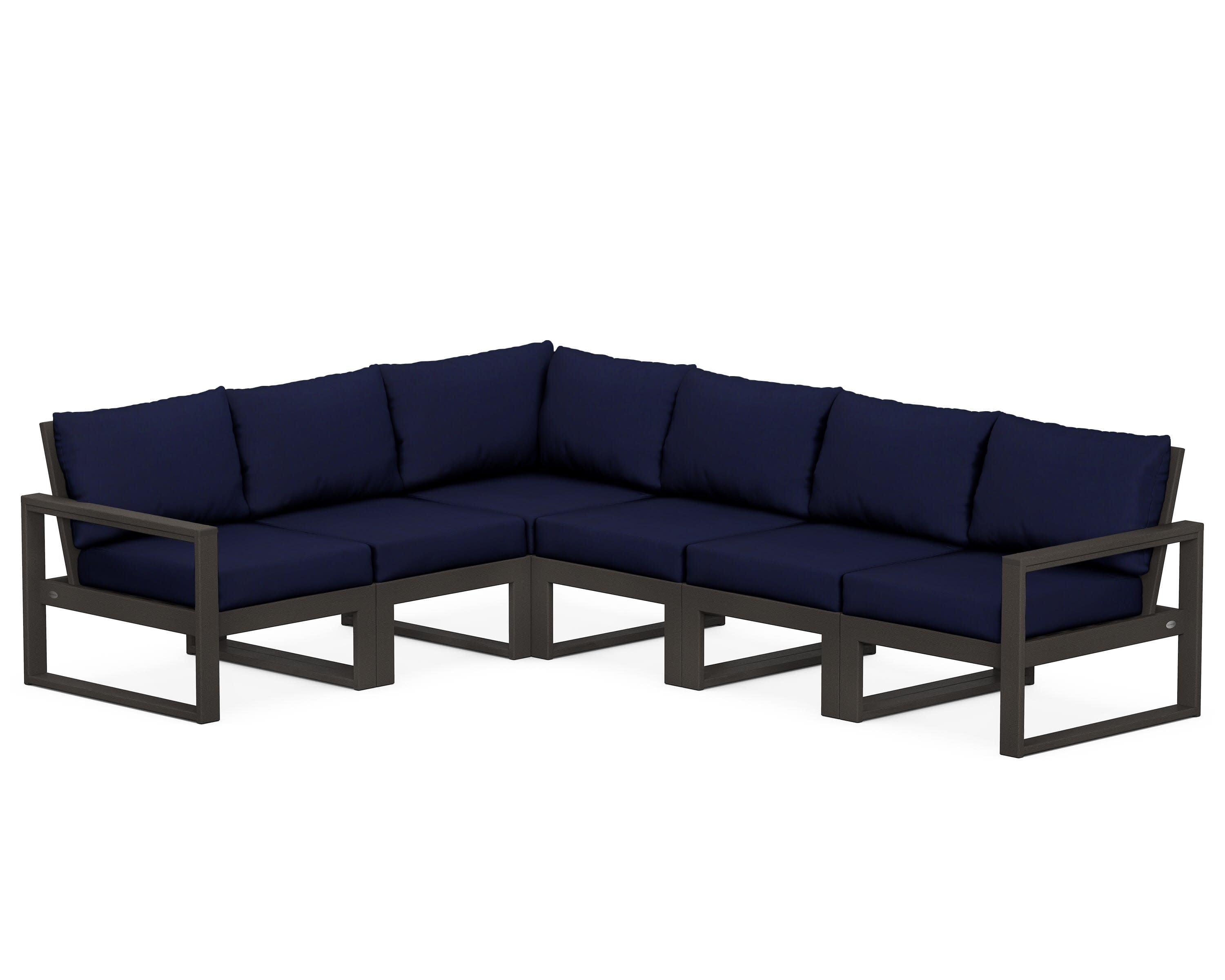 EDGE 6-Piece Modular Deep Seating Set in Vintage Coffee / Navy
