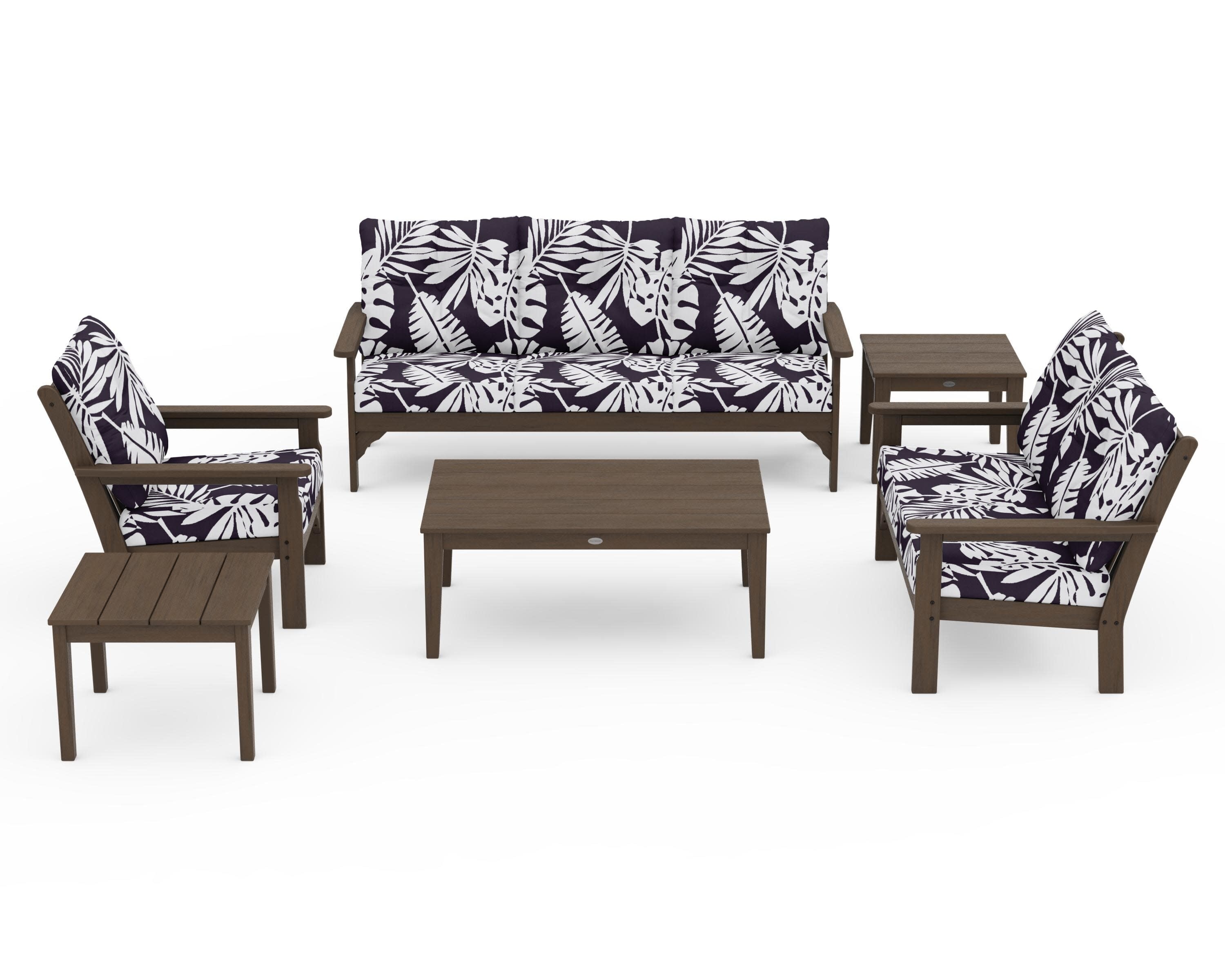 Vineyard 6-Piece Deep Seating Set in Kona / Leaf Navy