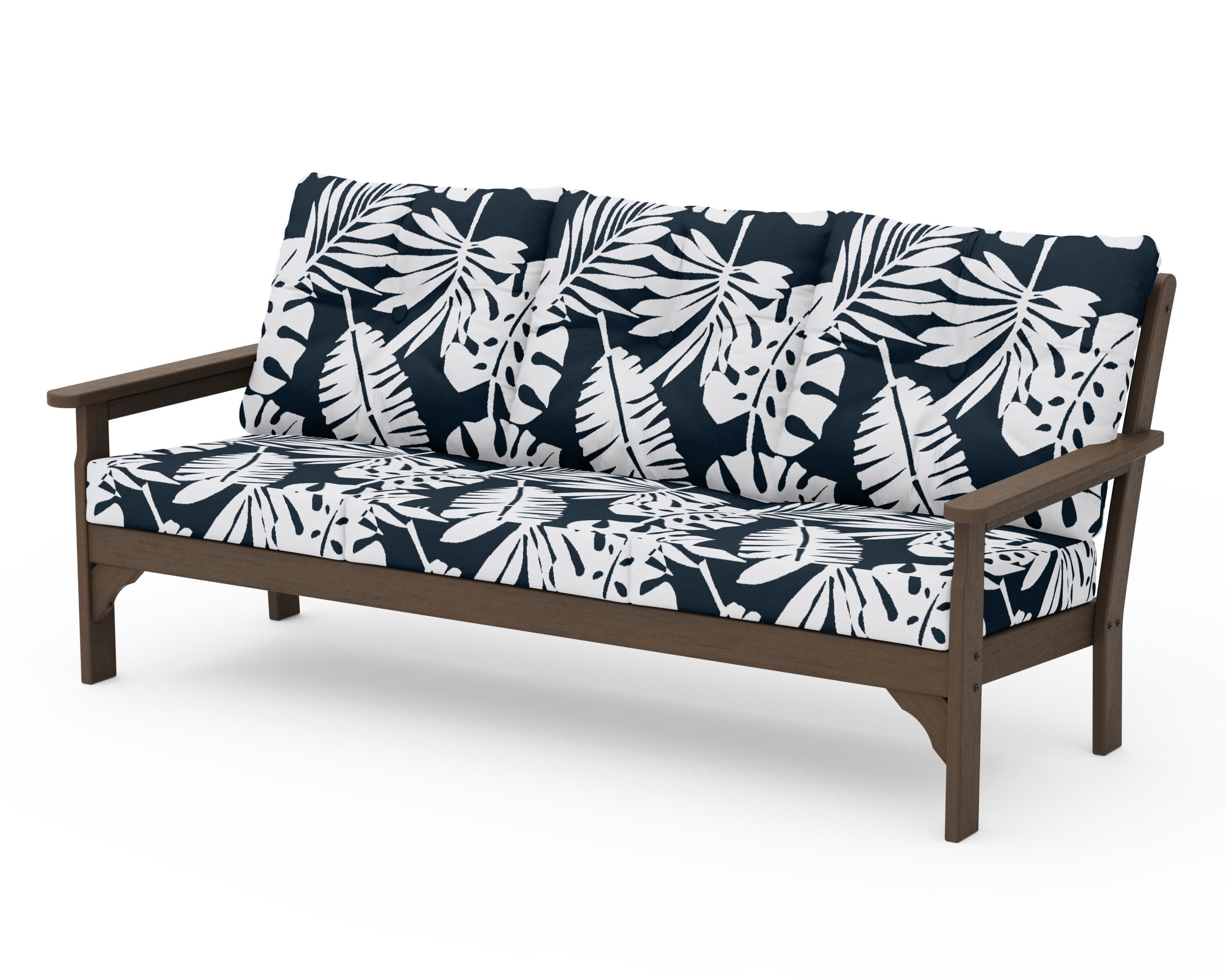 Vineyard Deep Seating Sofa in Kona / Leaf Marine Indigo