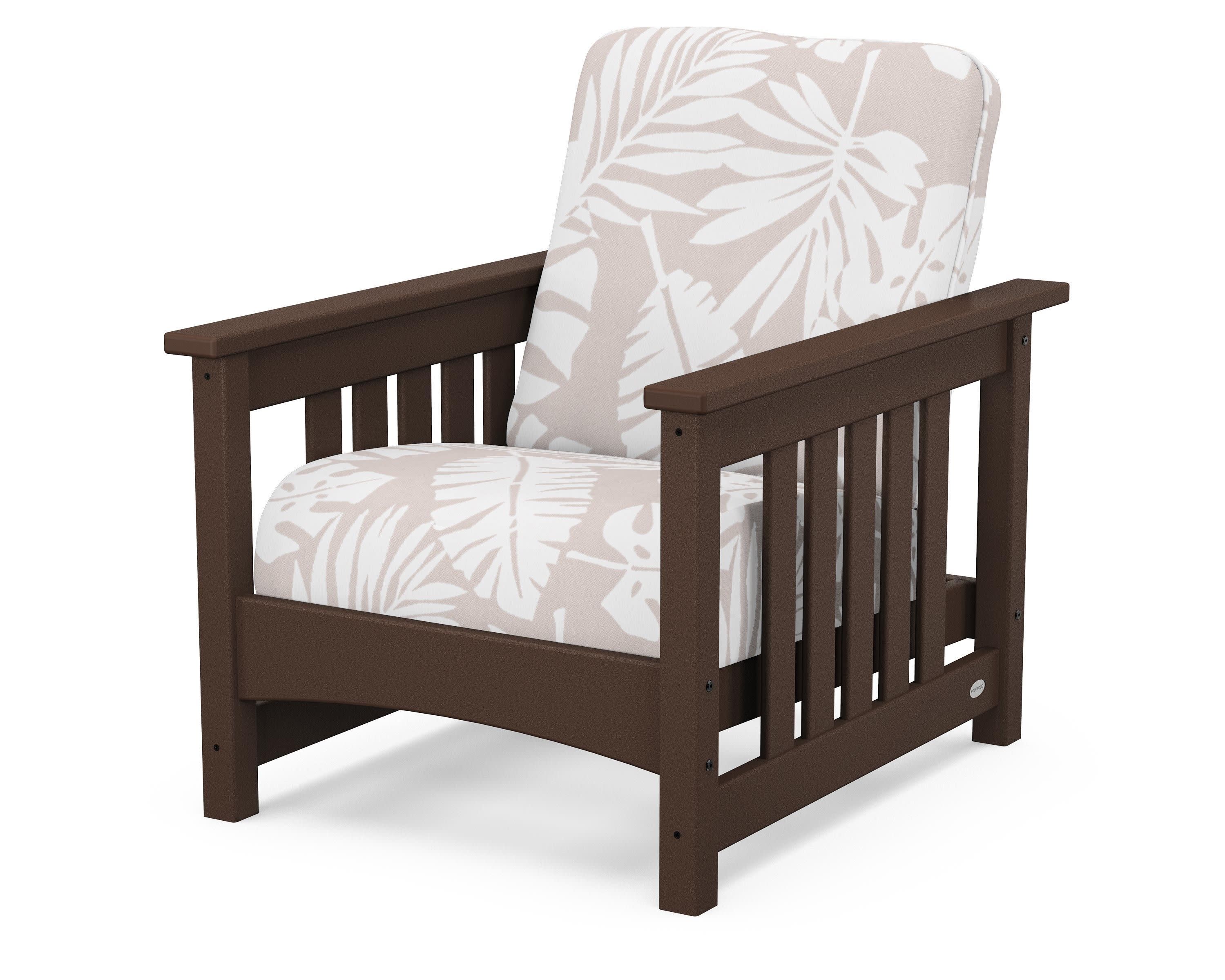 Club Mission Chair in Mahogany / Leaf Dune Burlap