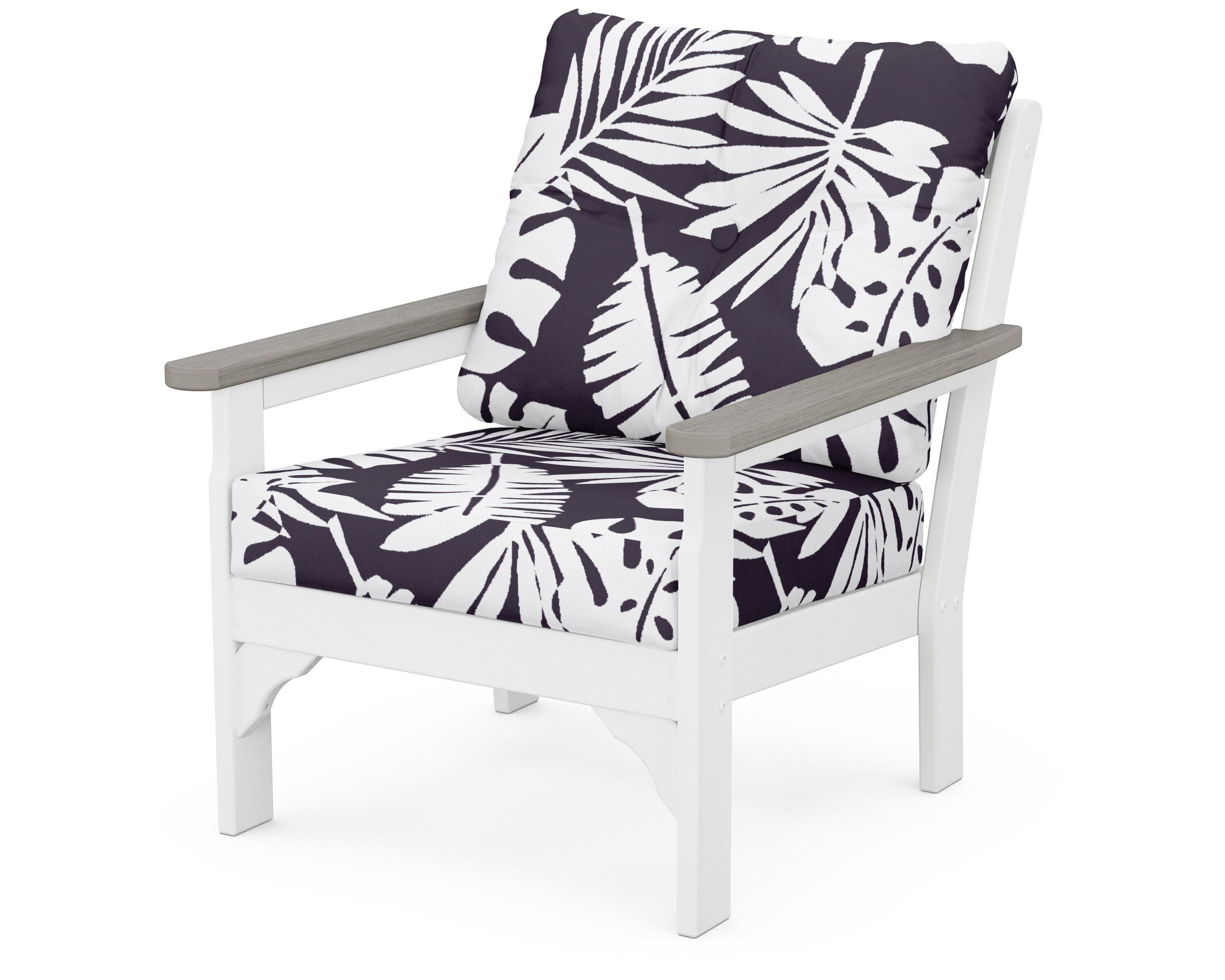Vineyard Deep Seating Chair in White / Driftwood / Leaf Navy