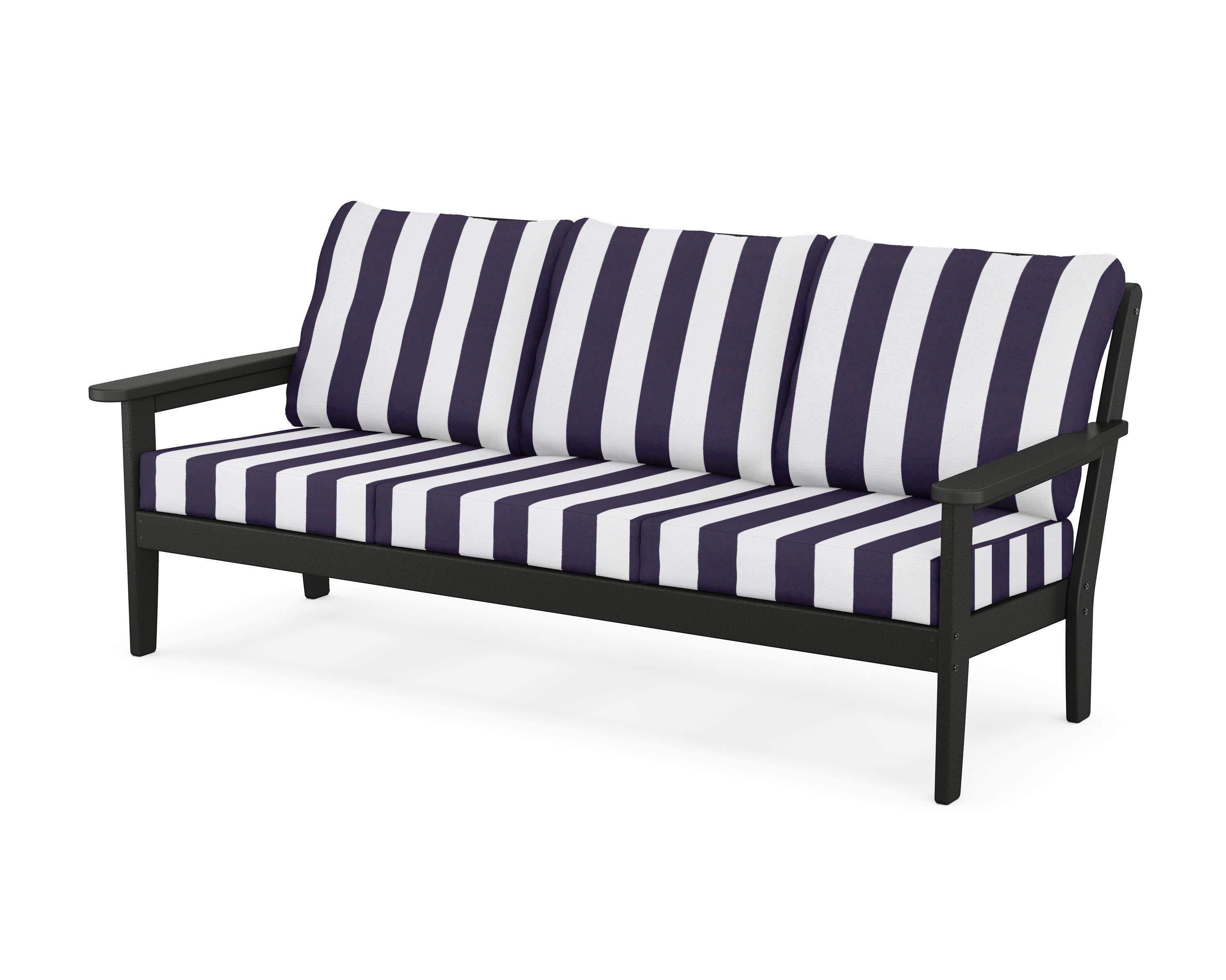 Cottage Deep Seating Sofa in Black / Cabana Stripe Navy