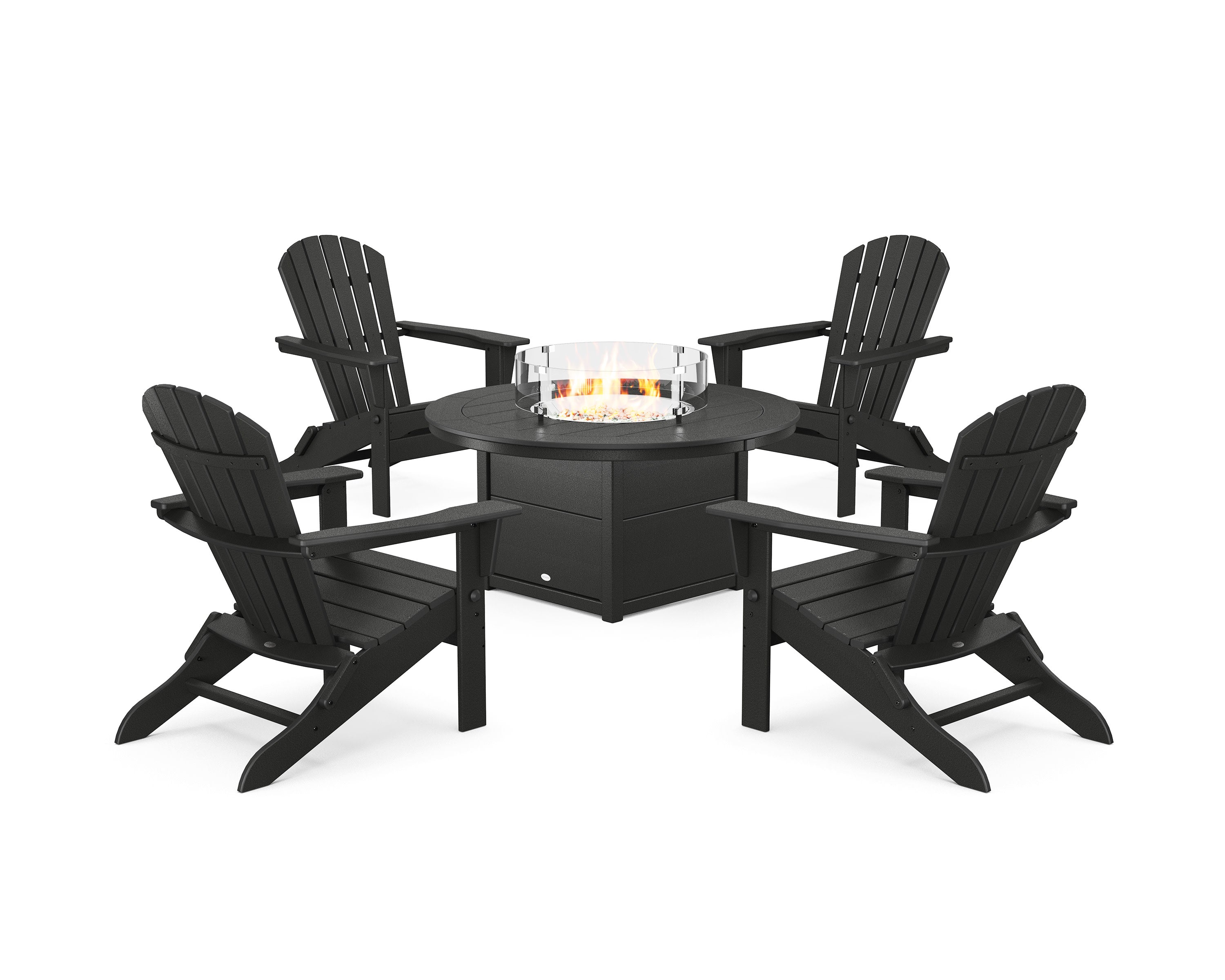 South Beach 5-Piece Folding Adirondack Fire Chat Set in Black