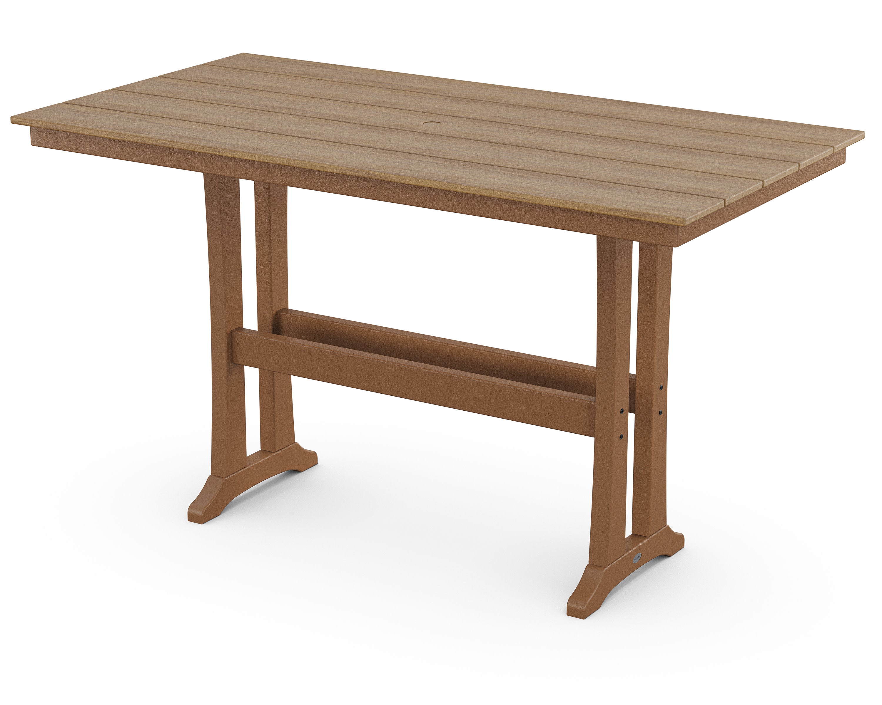 Farmhouse Trestle 37" x 72" Bar Table in Teak / Natural