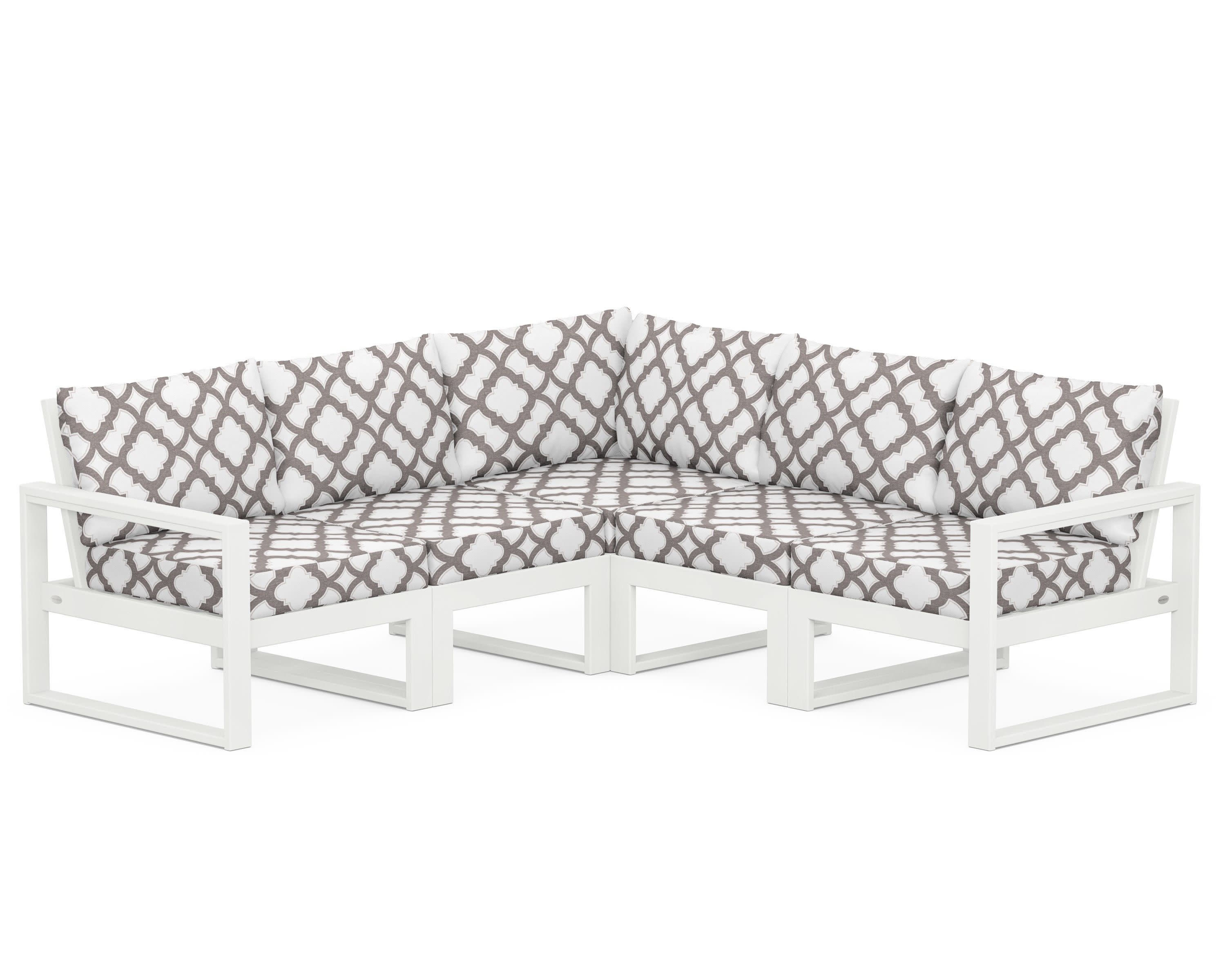 EDGE 5-Piece Modular Deep Seating Set in Vintage White / Trellis Grey Mist