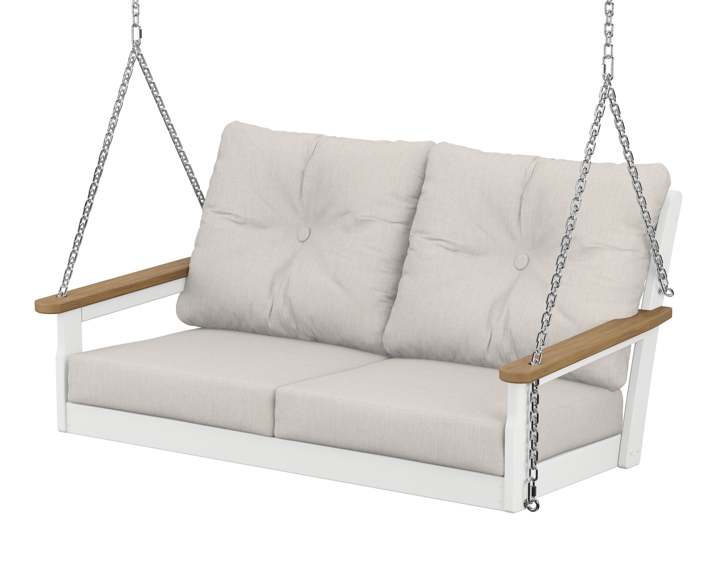 Vineyard Deep Seating Swing in White / Natural / Cast Ash