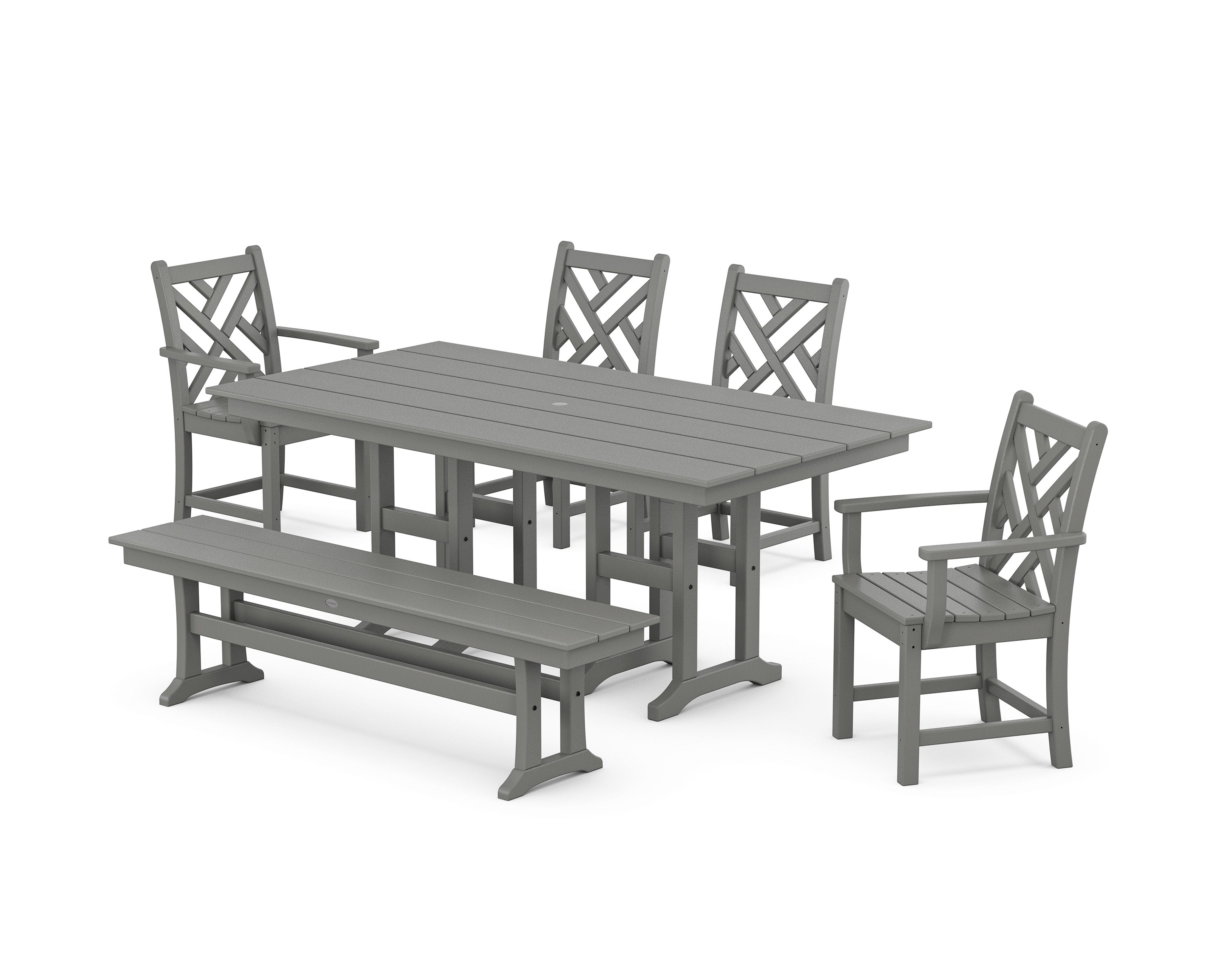 Chippendale 6-Piece Farmhouse Dining Set in Slate Grey