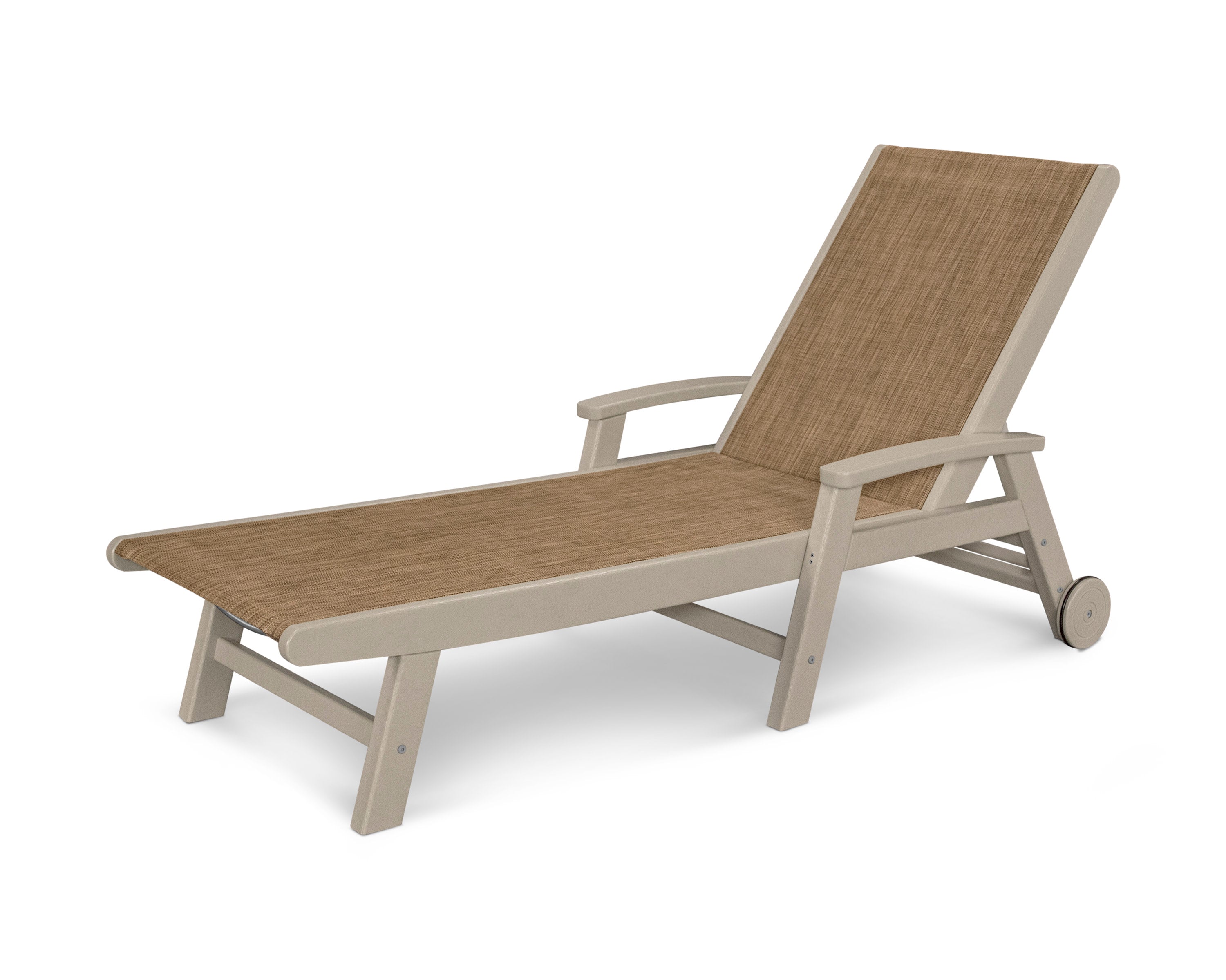 Coastal Chaise with Wheels in Sand / Burlap Sling