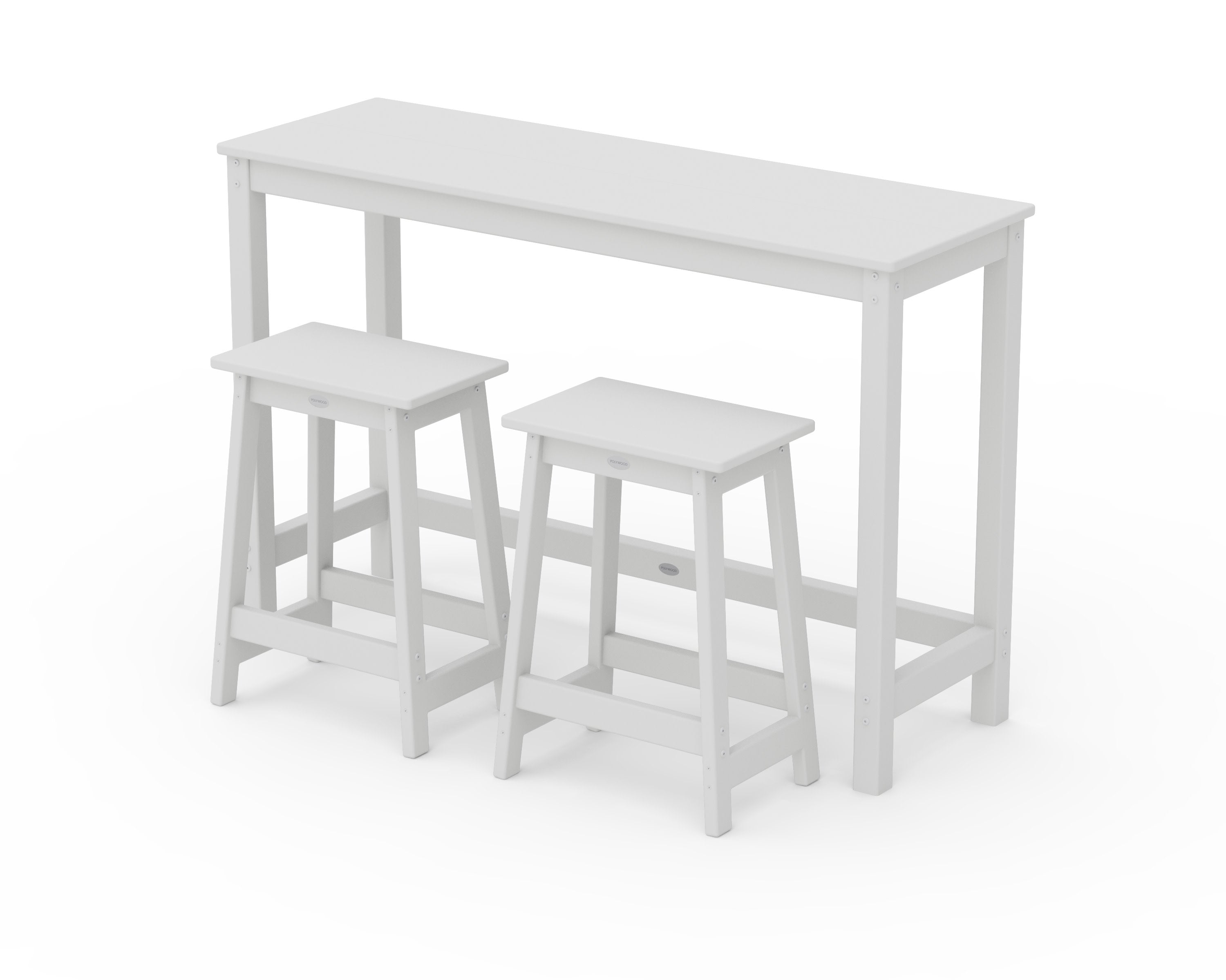Modern Studio Stool 3-Piece Counter Balcony Set in White
