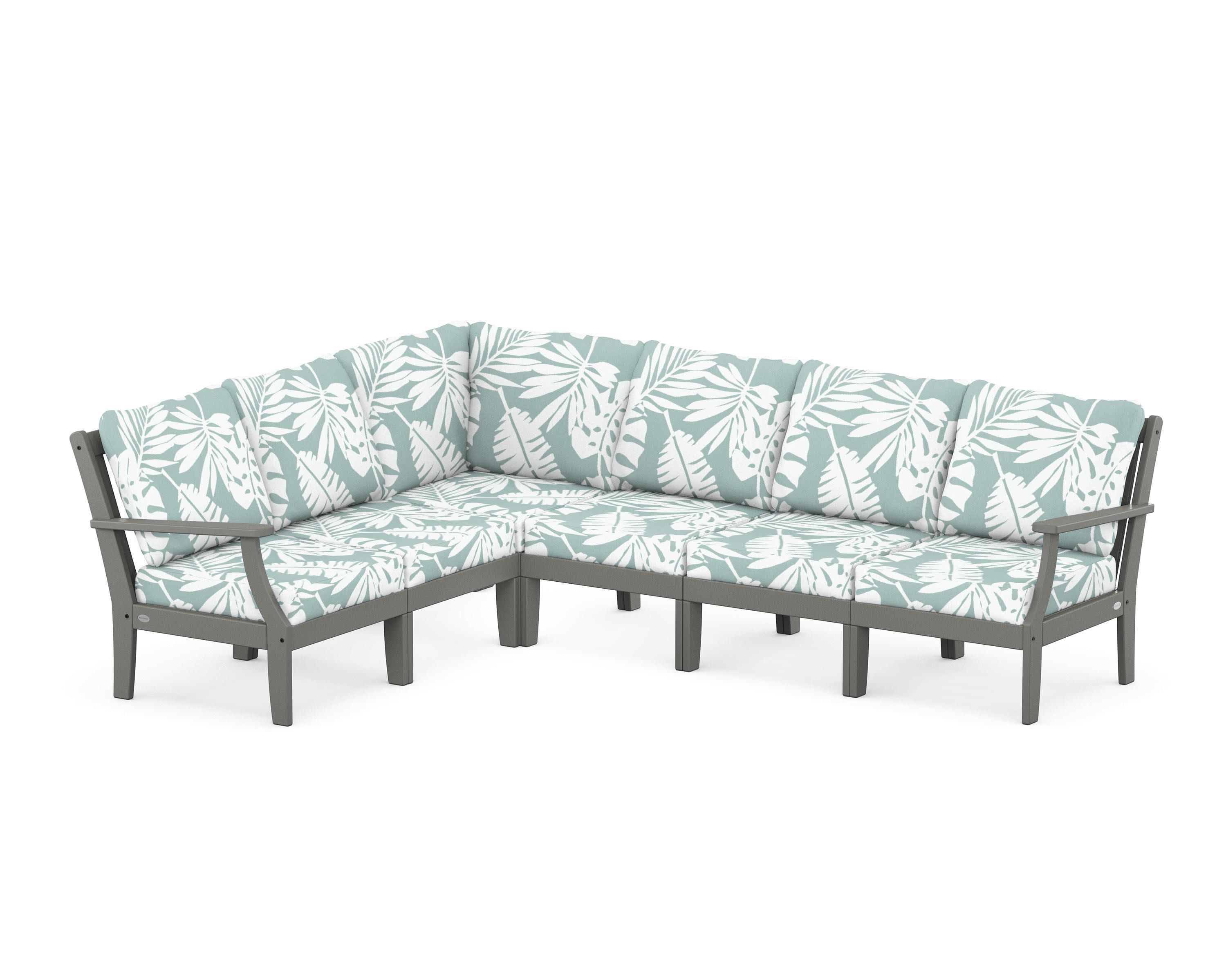 Braxton Modular 6-Piece Deep Seating Set in Slate Grey / Leaf Glacier Spa