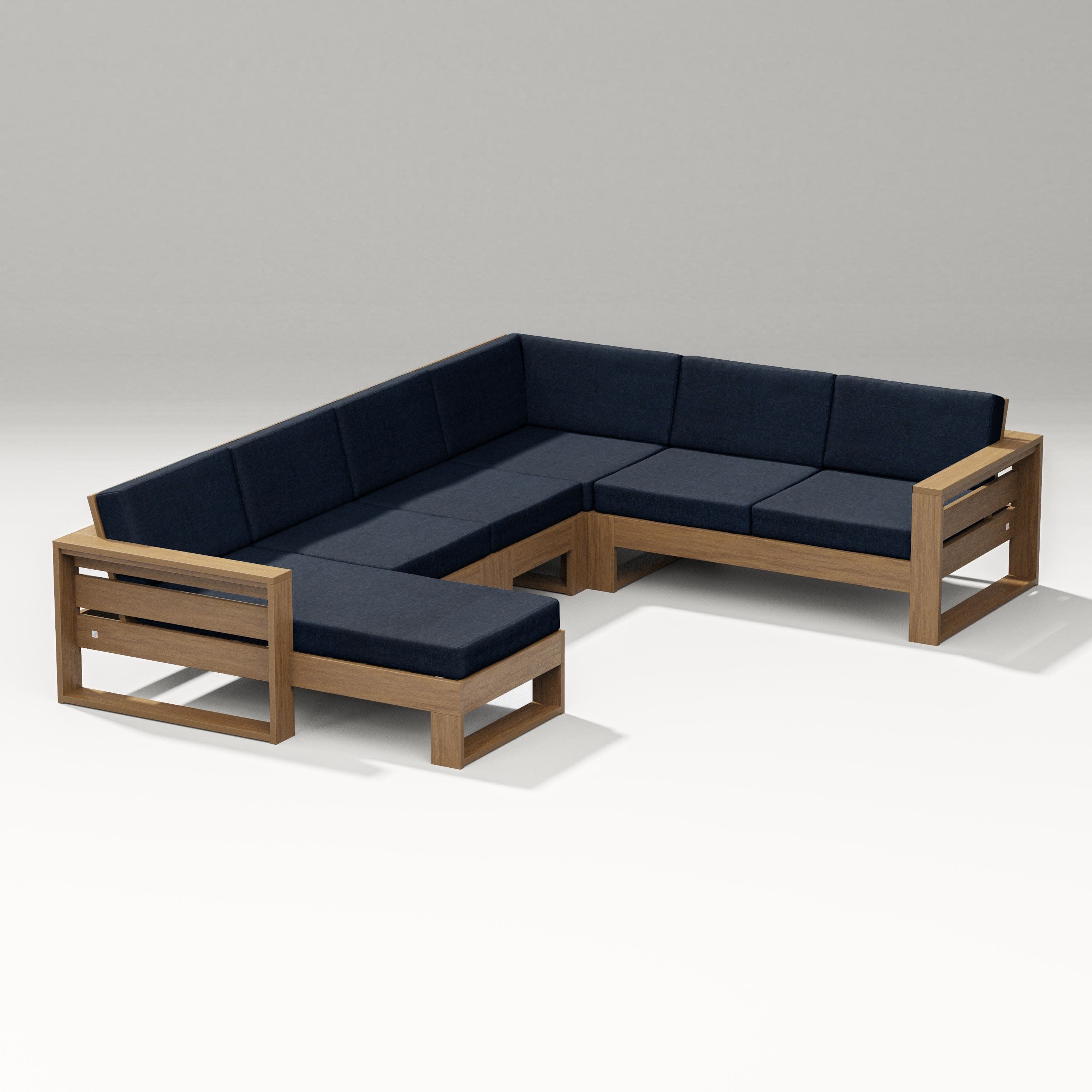 Latitude Corner Sectional with Left Chaise in Natural / Marine Indigo