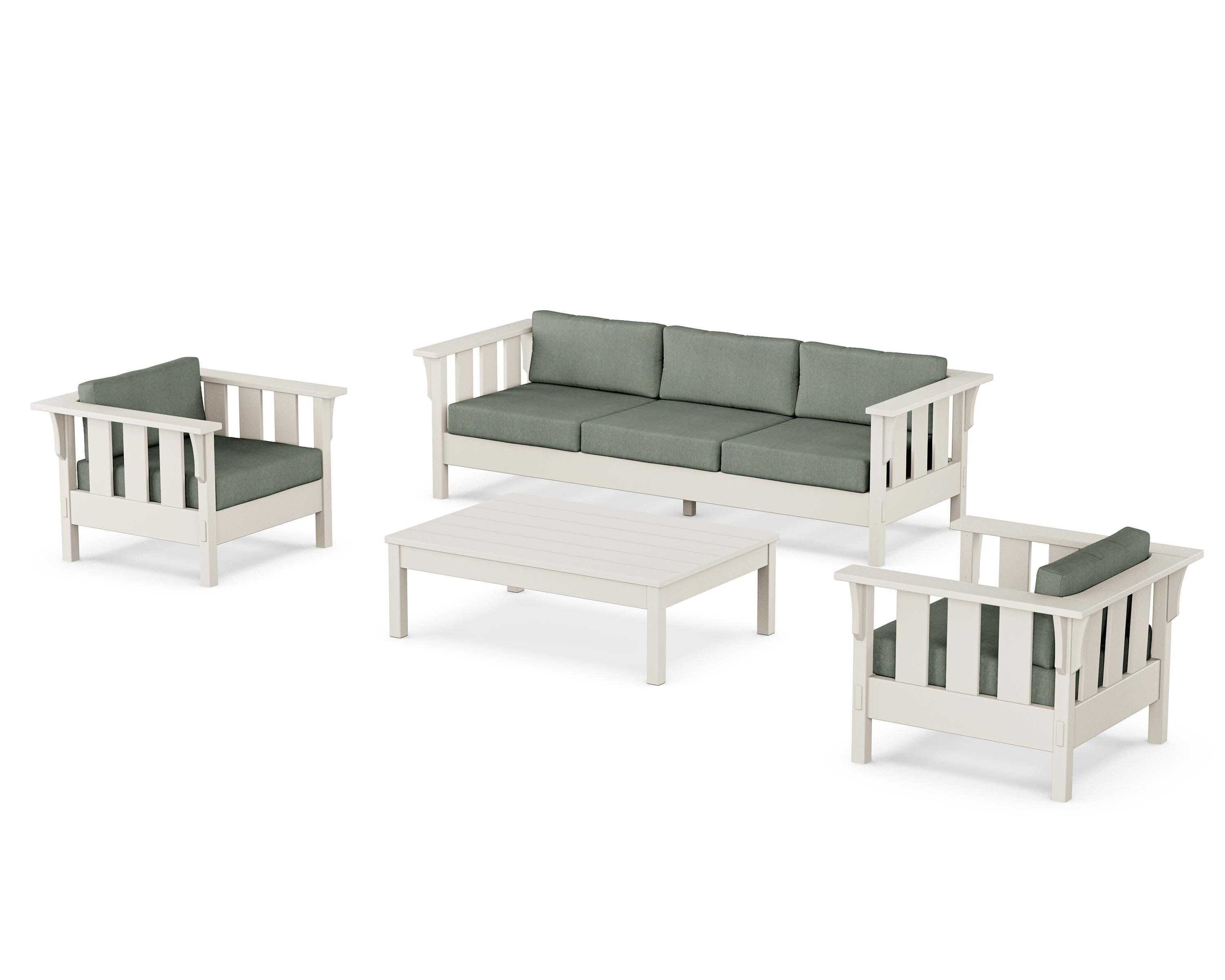 Acadia 4-Piece Deep Seating Set with Sofa in Sand / Cast Sage