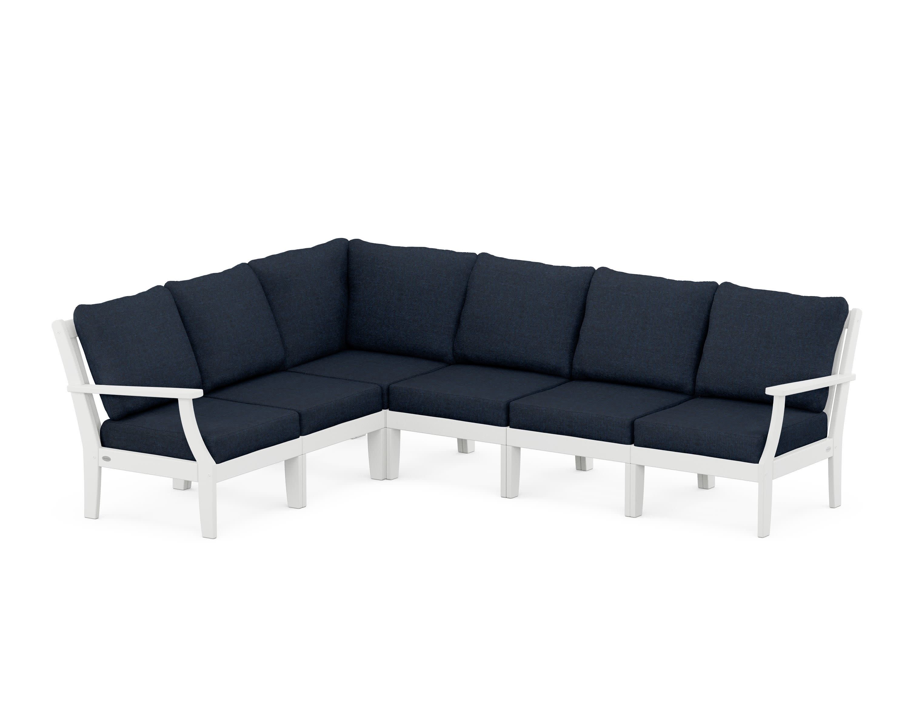 Braxton Modular 6-Piece Deep Seating Set in White / Marine Indigo