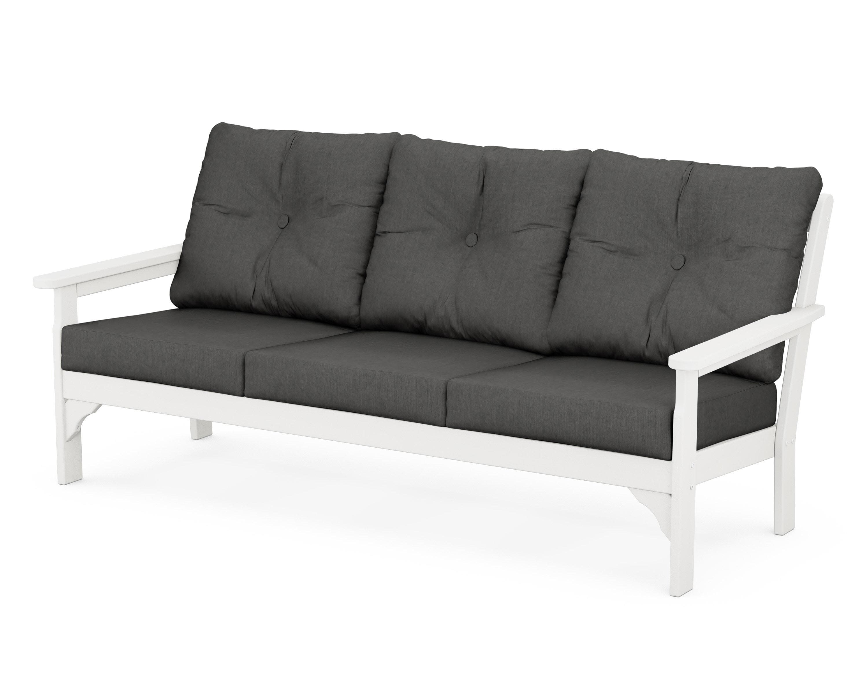 Vineyard Deep Seating Sofa in Vintage White / Spectrum Carbon