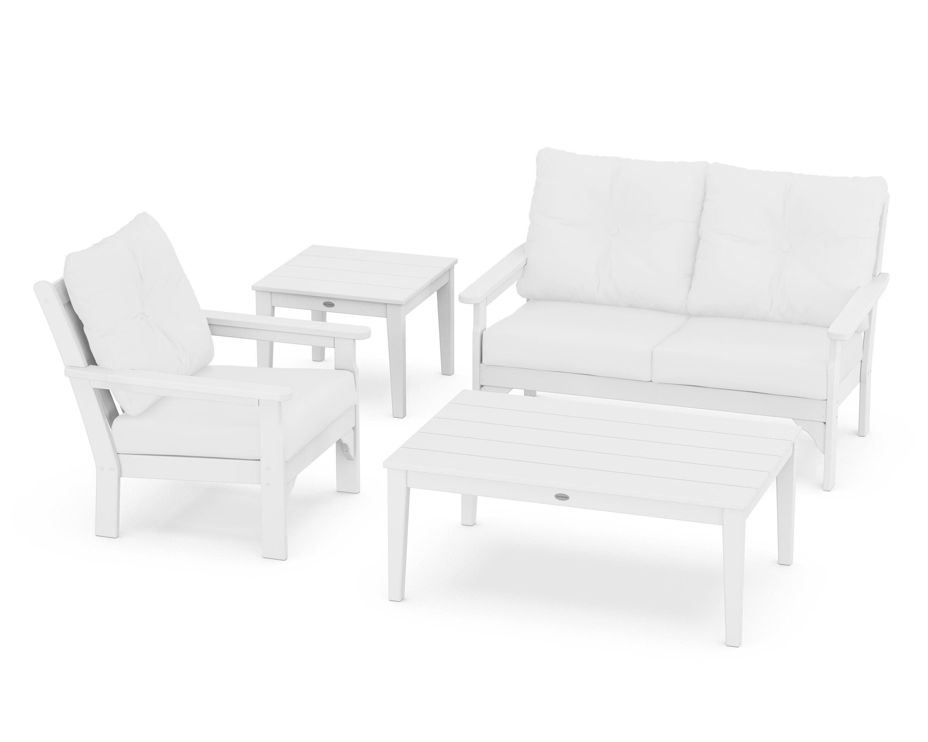 Vineyard 4-Piece Deep Seating Set in White / Natural