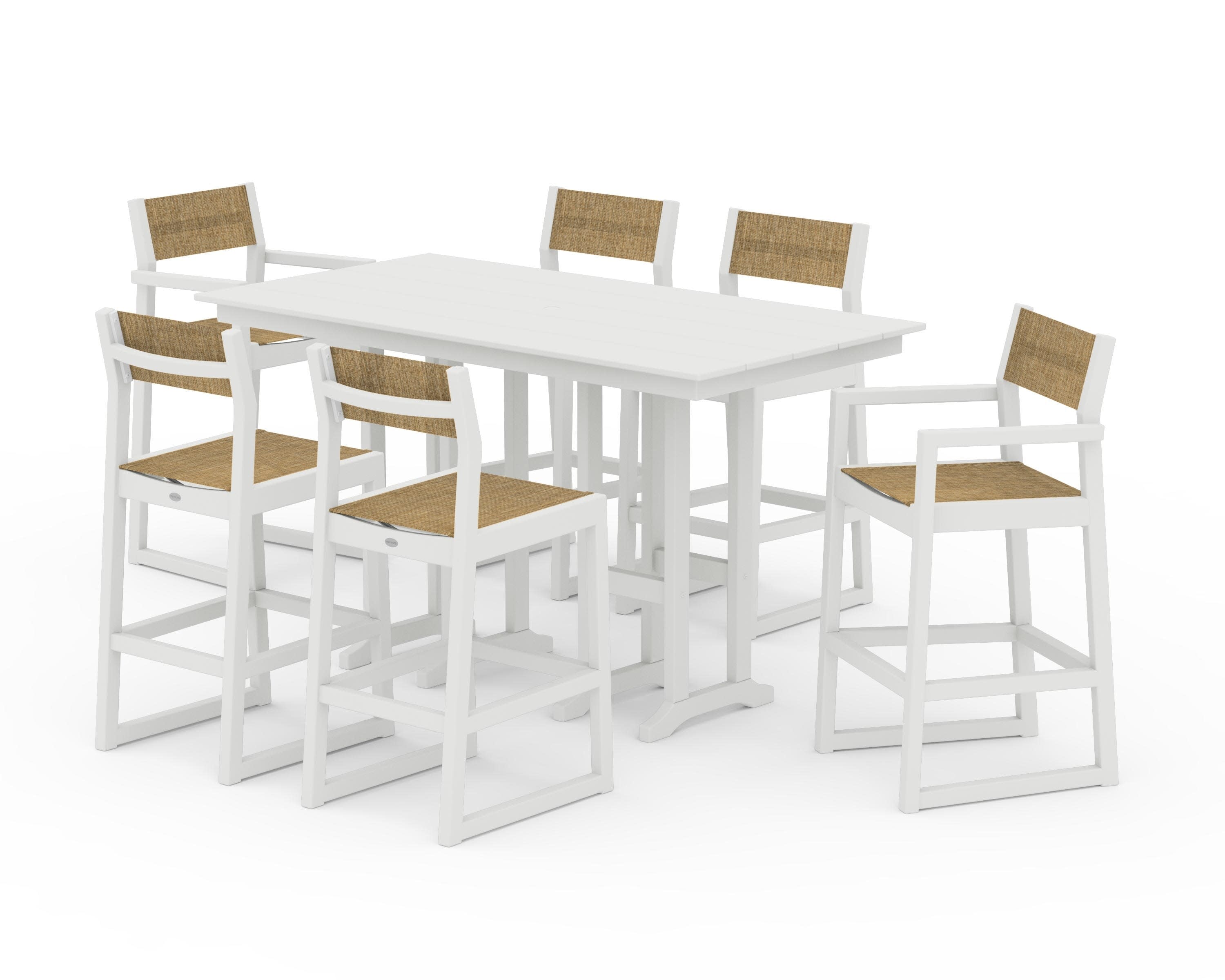 EDGE Sling 7-Piece Farmhouse Bar Set in White / Burlap Sling