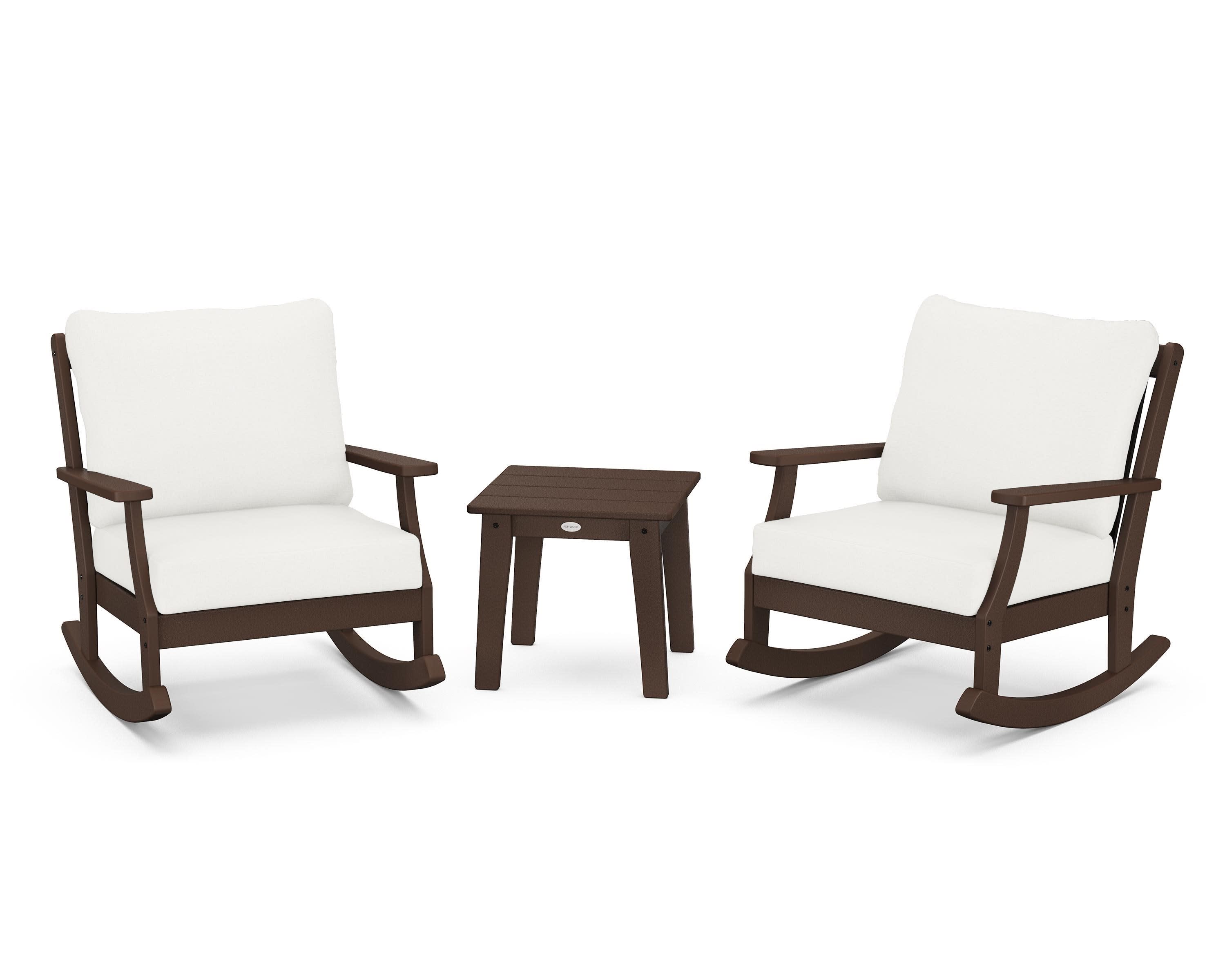 Braxton 3-Piece Deep Seating Rocker Set in Mahogany / Natural Linen