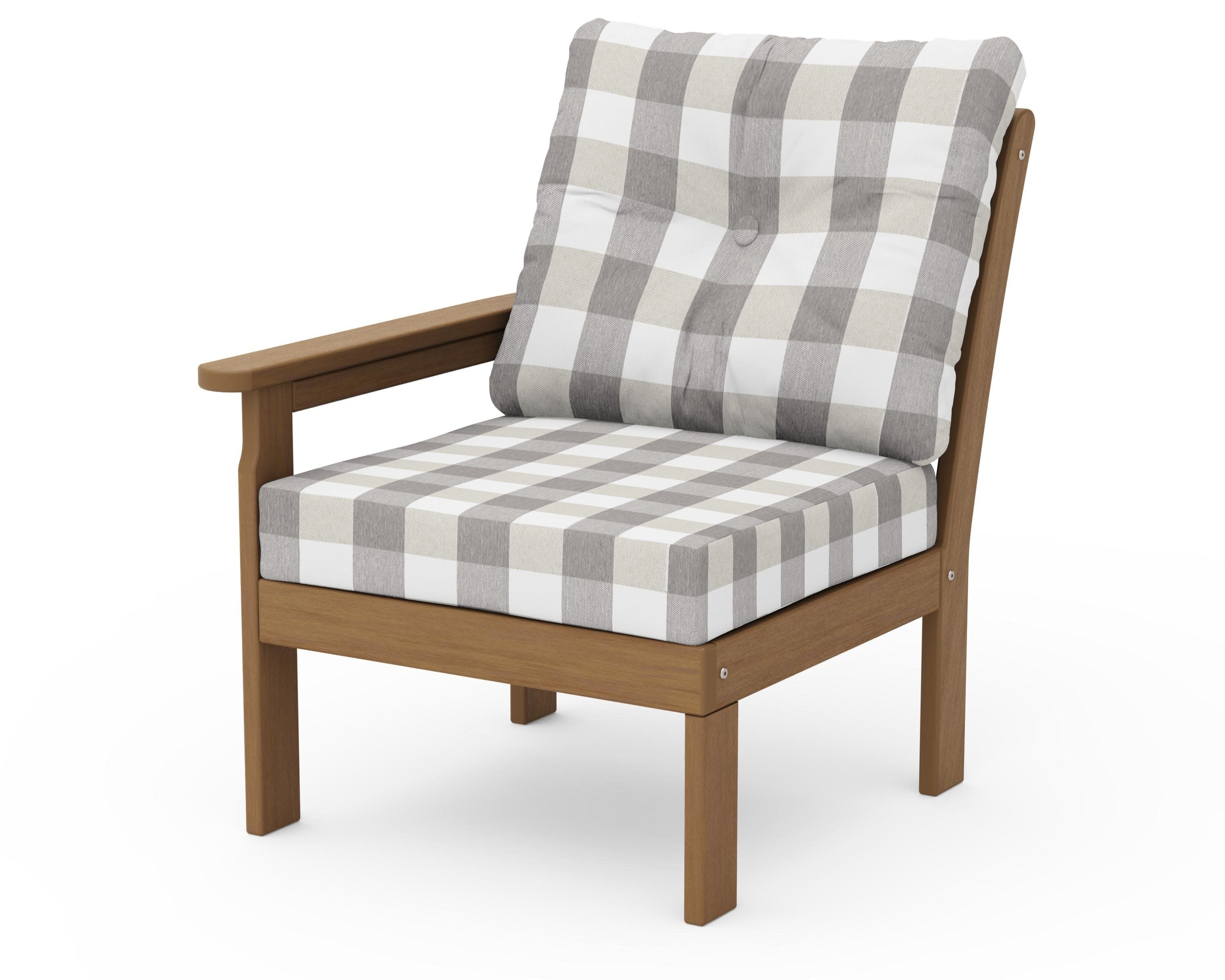 Vineyard Modular Left Arm Chair in Natural / Buffalo Plaid Grey Mist