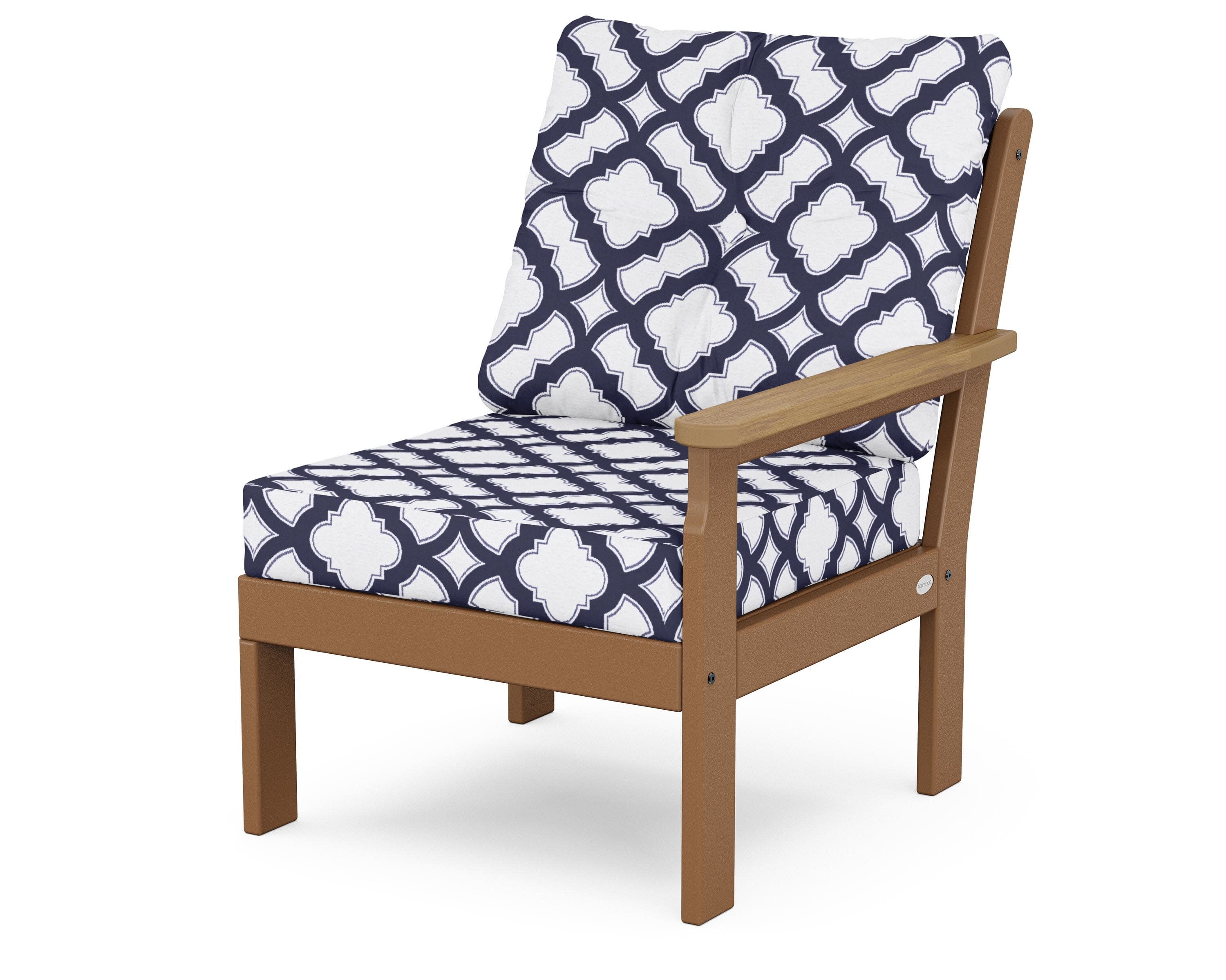 Vineyard Modular Right Arm Chair in Teak / Natural / Trellis Navy