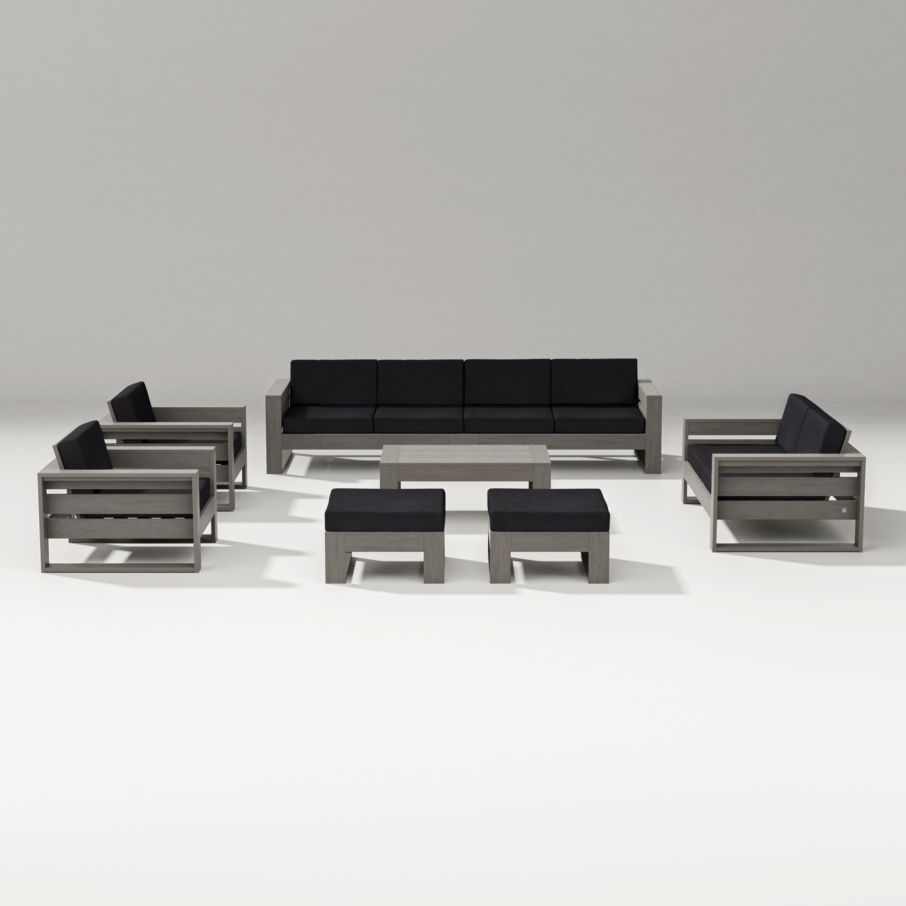Latitude 8-Piece Lounge Sofa Set in Driftwood / Midnight Linen