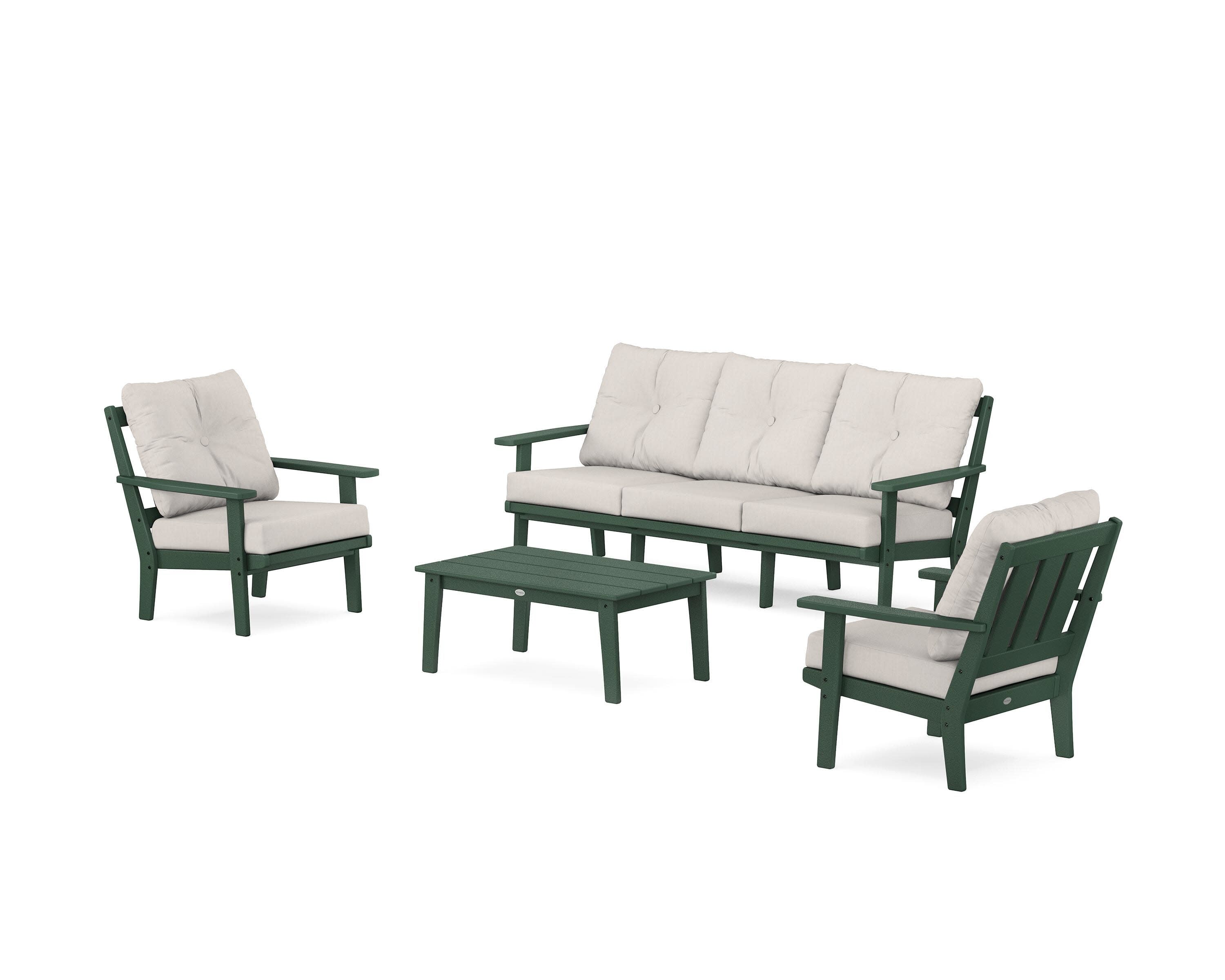 Oxford 4-Piece Deep Seating Set with Sofa in Green / Cast Ash