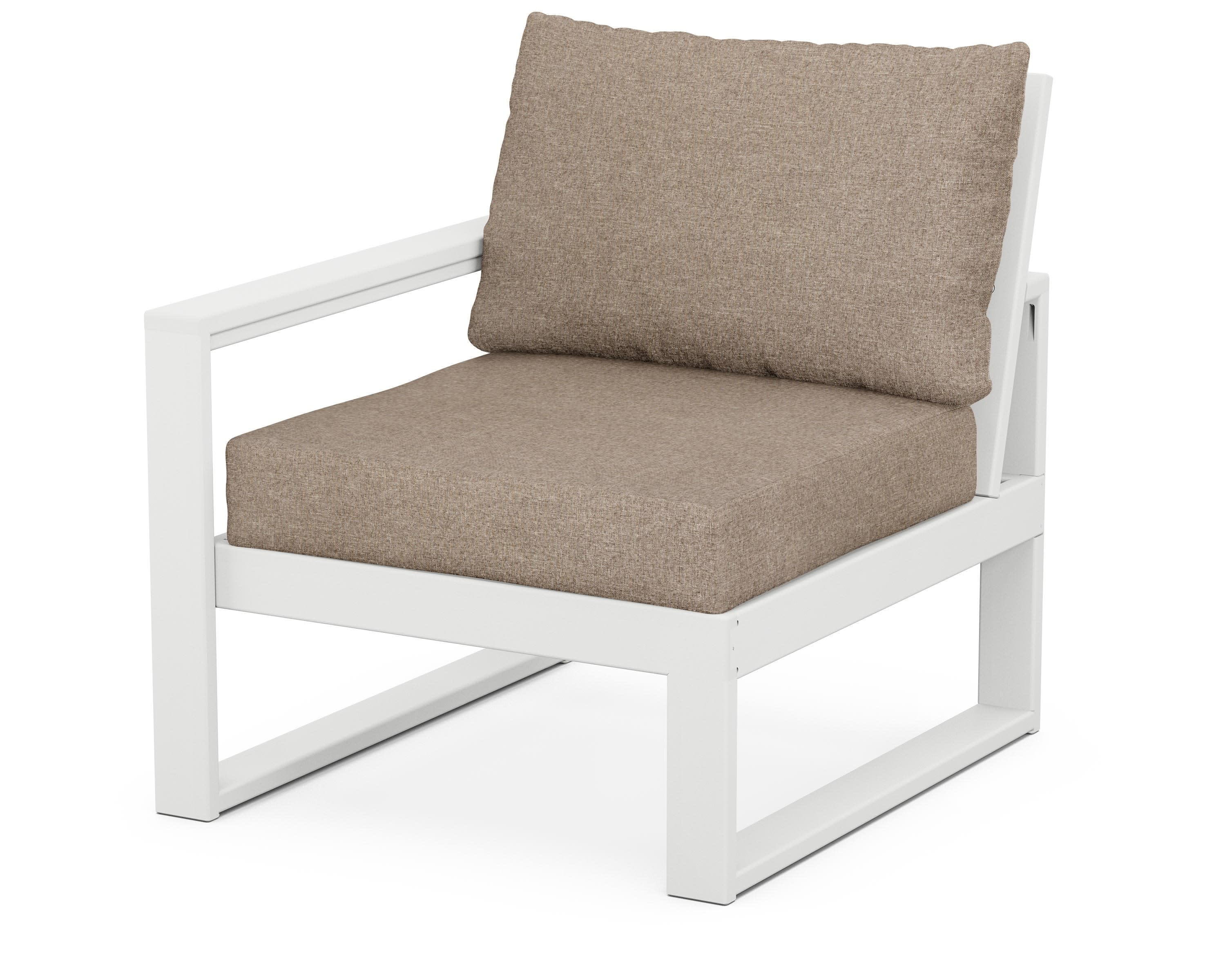 EDGE Modular Left Arm Chair in White / Spiced Burlap