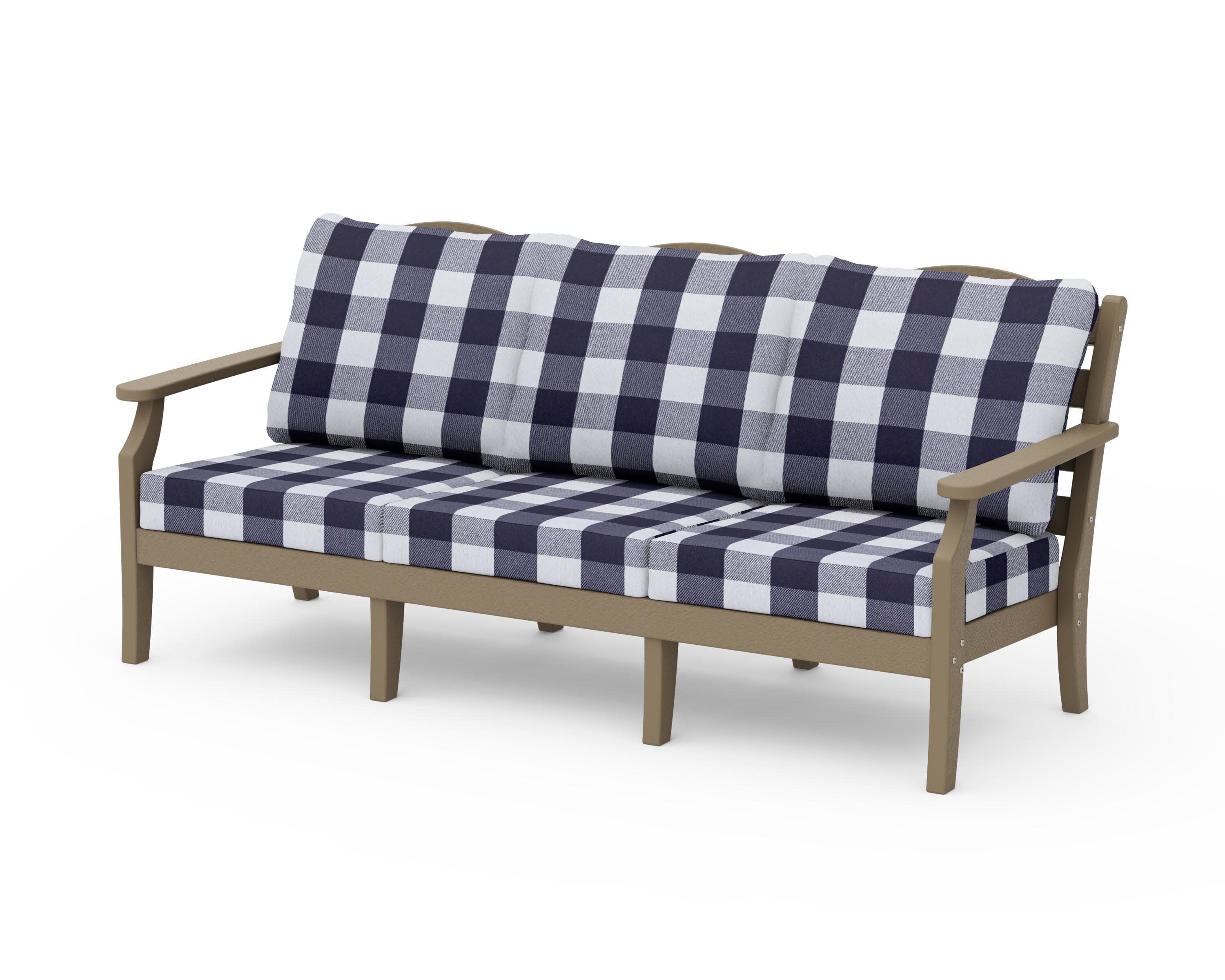 Savannah Deep Seating Sofa in Vintage Sahara / Buffalo Plaid Navy