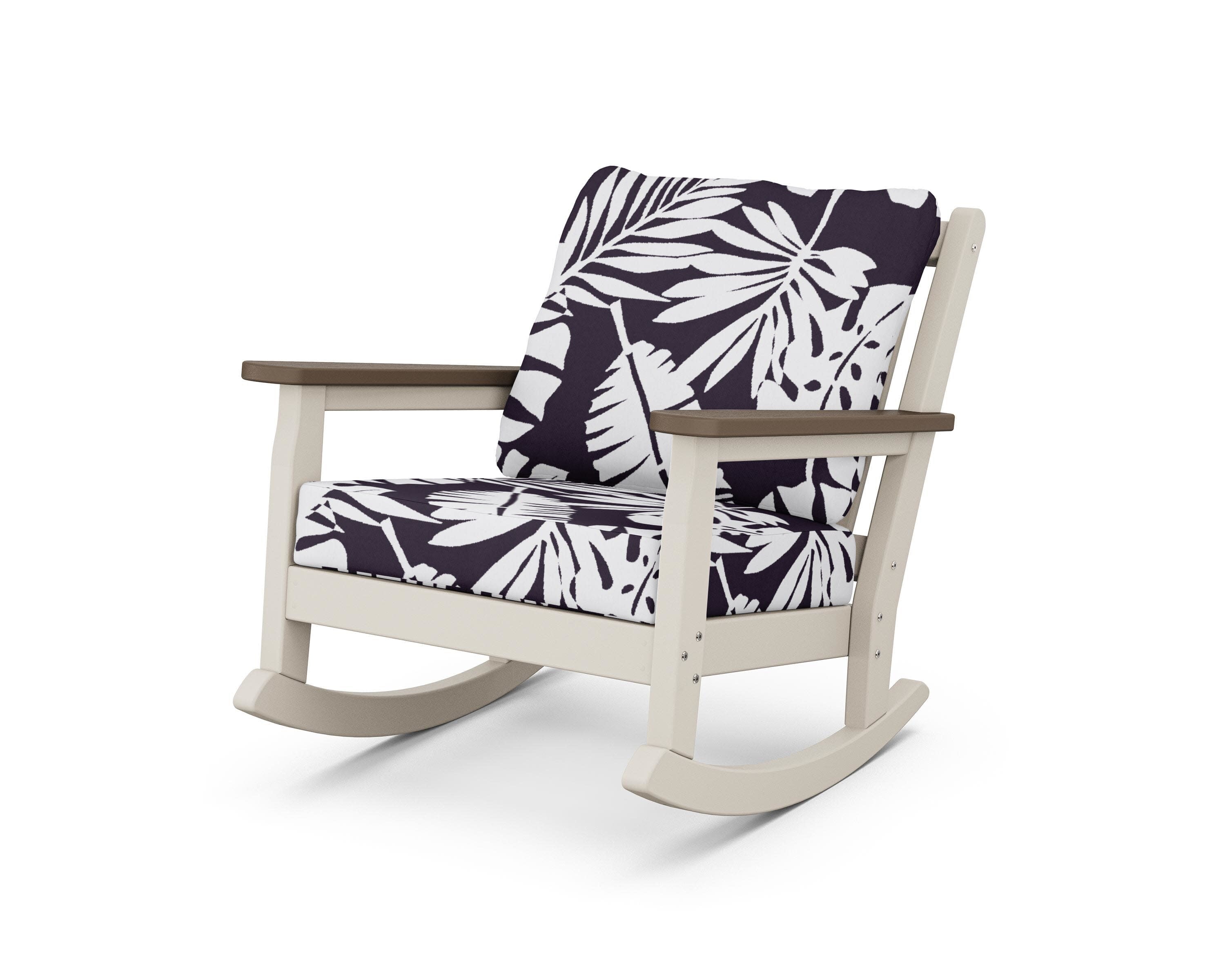 Chippendale Deep Seating Rocking Chair in Sand / Kona / Leaf Navy