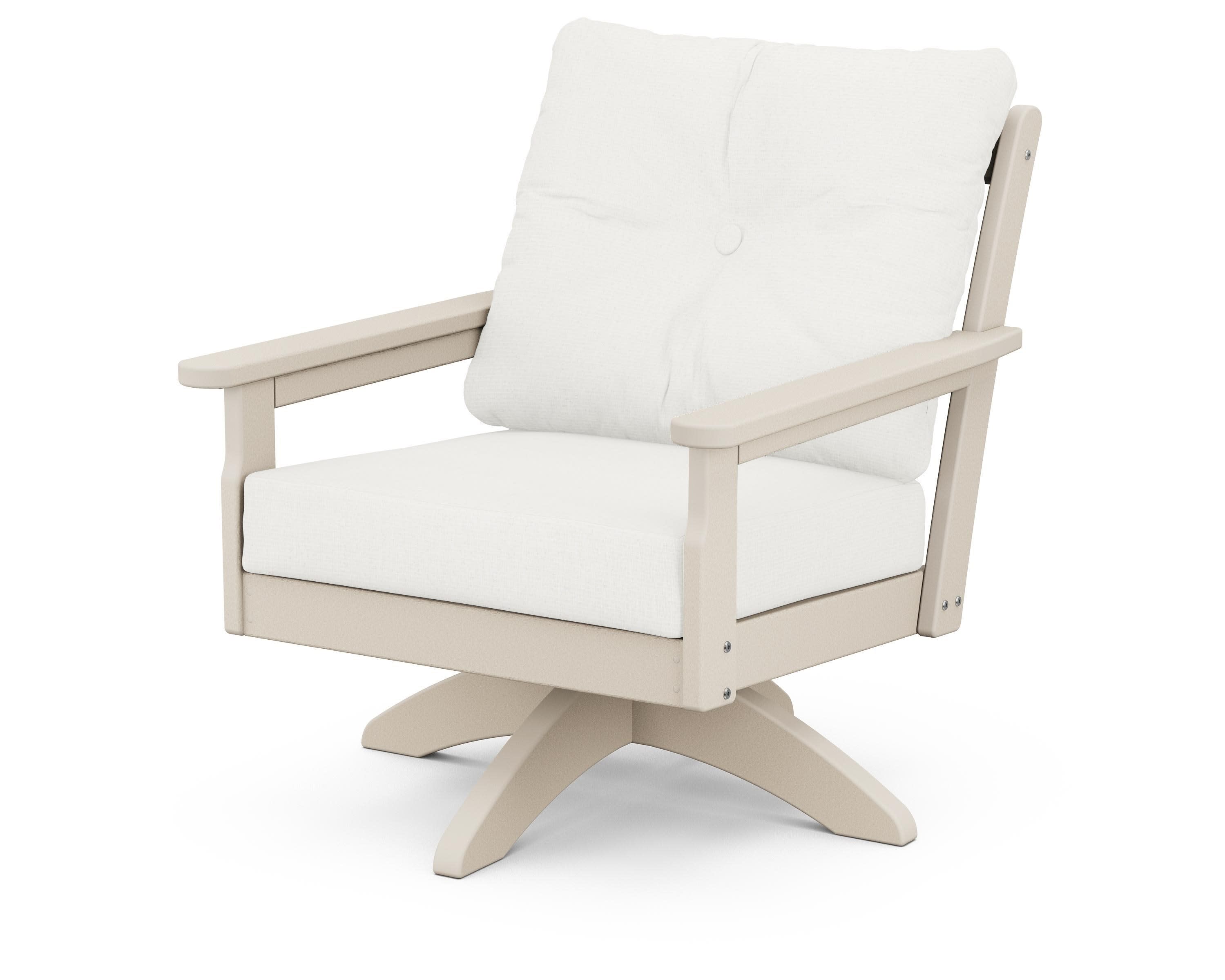 Vineyard Deep Seating Swivel Chair in Sand / Natural Linen