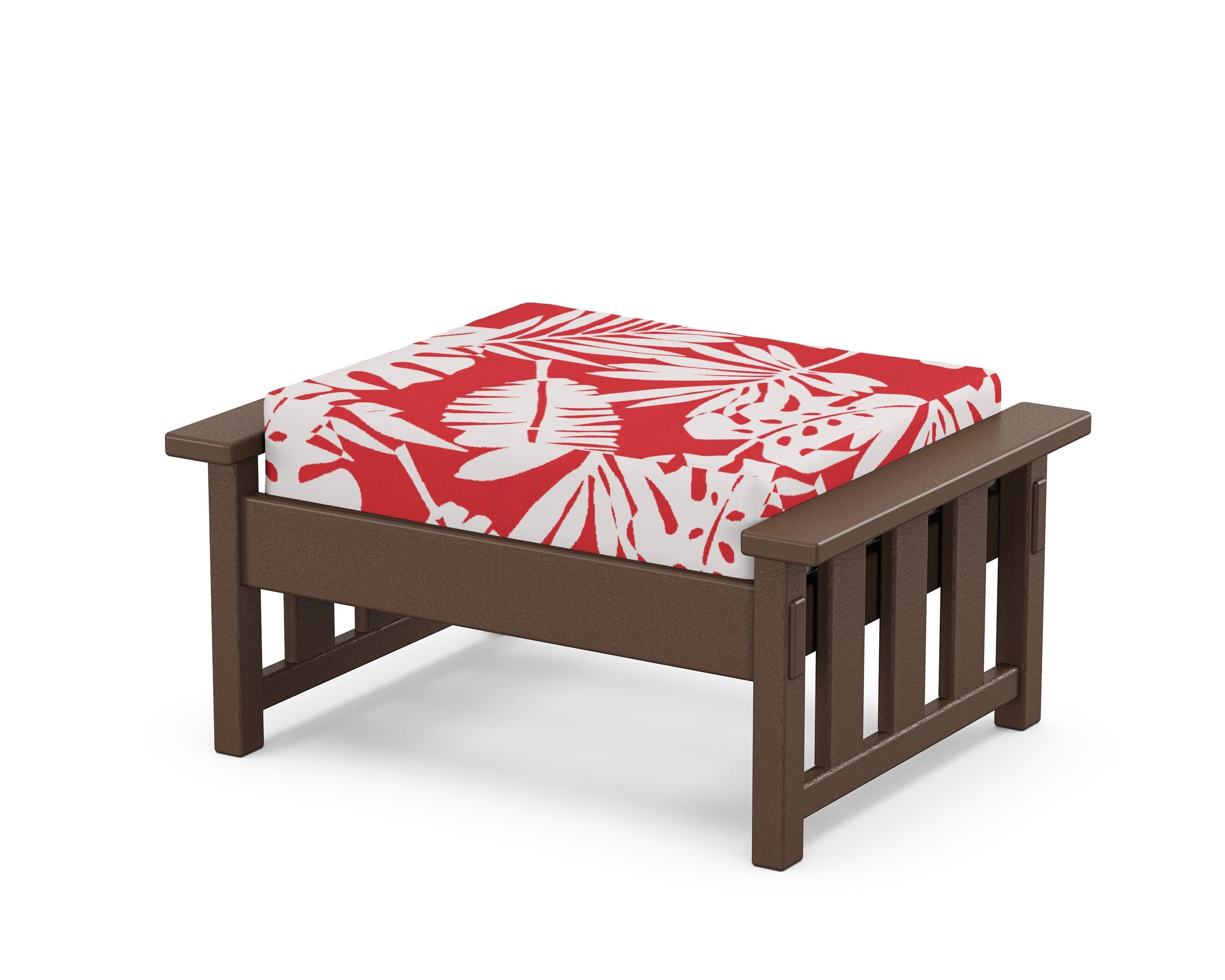 Acadia Deep Seating Ottoman in Mahogany / Leaf Crimson