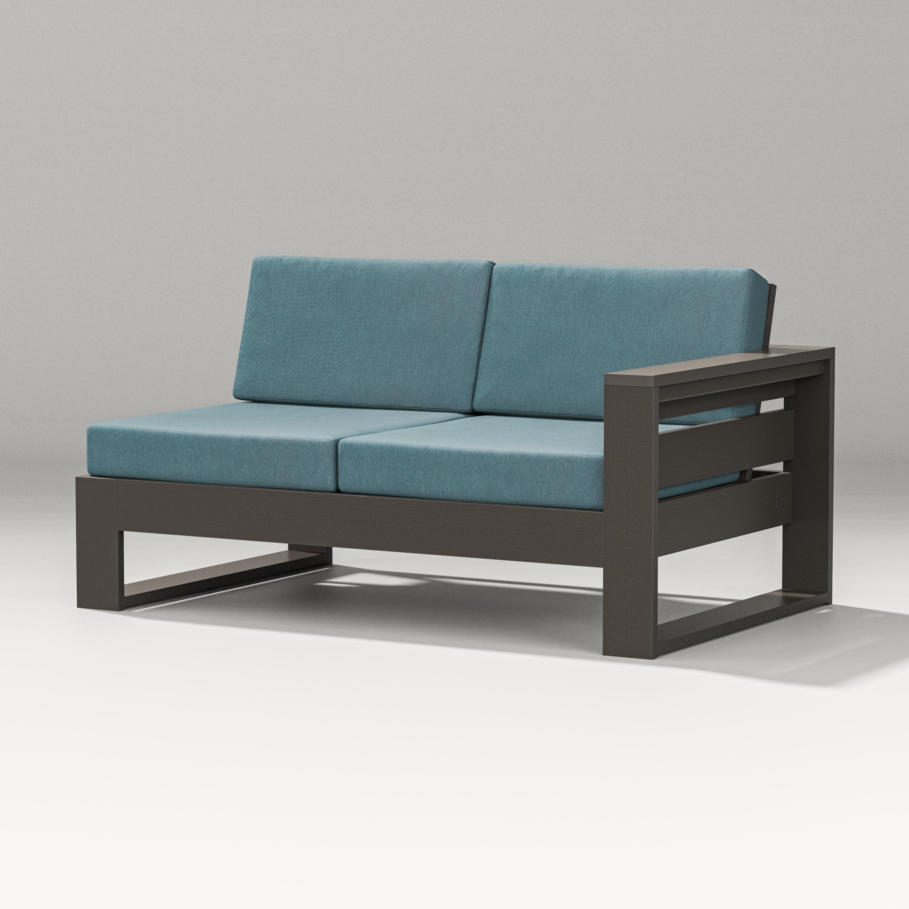 Latitude Modular Right Arm Loveseat in Vintage Coffee / Ocean Teal