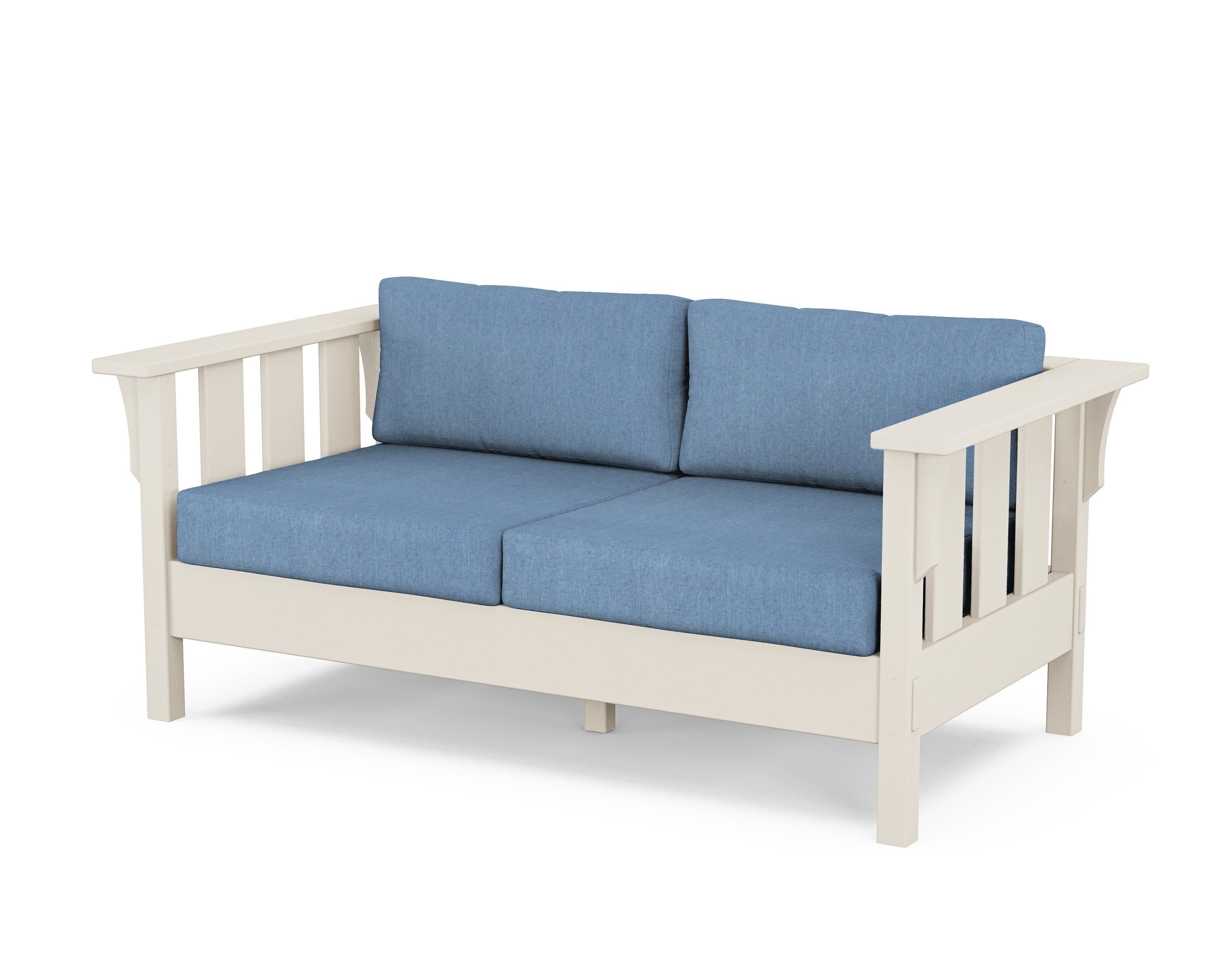 Acadia Deep Seating Loveseat in Sand / Sky Blue