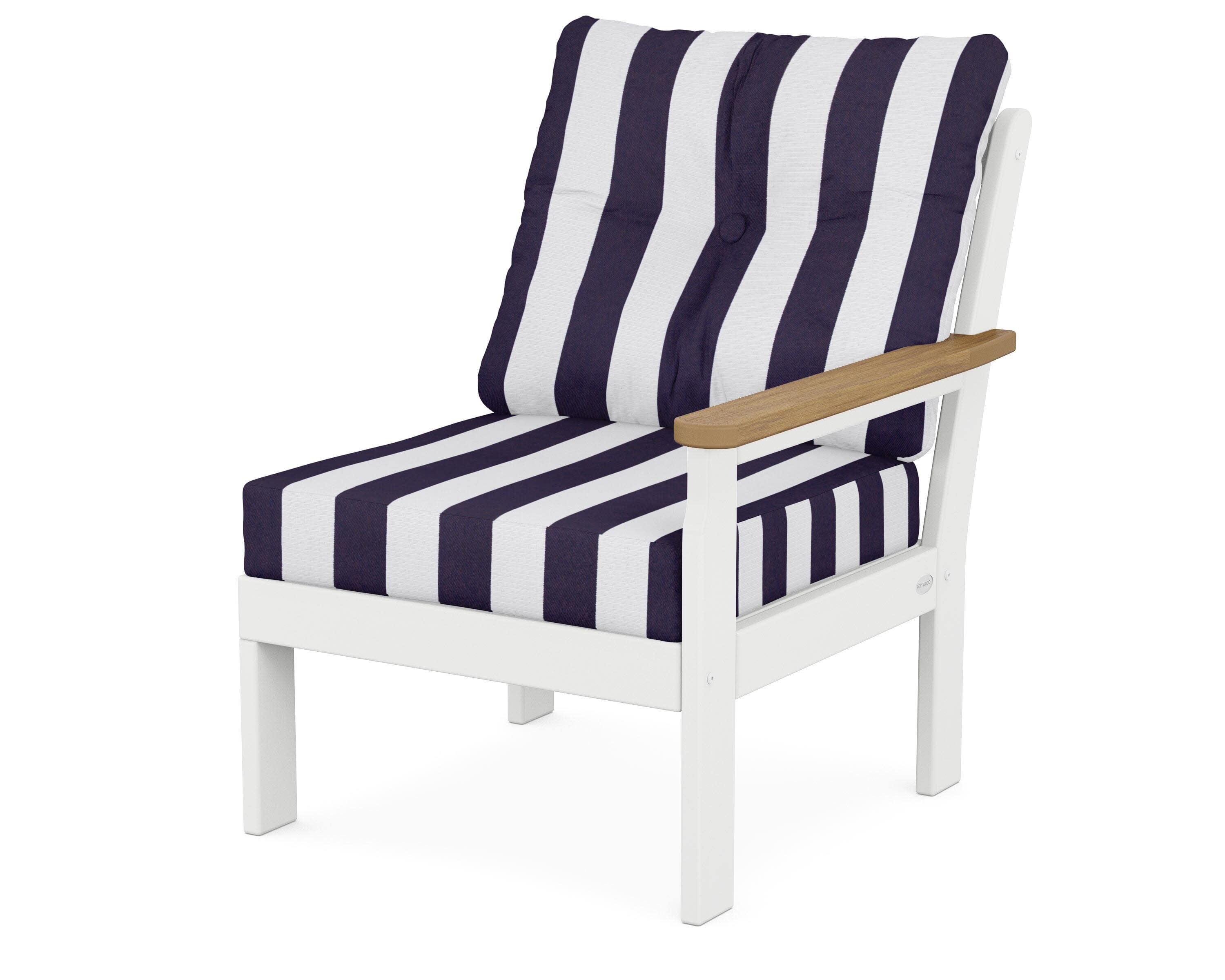 Vineyard Modular Right Arm Chair in White / Natural / Cabana Stripe Navy