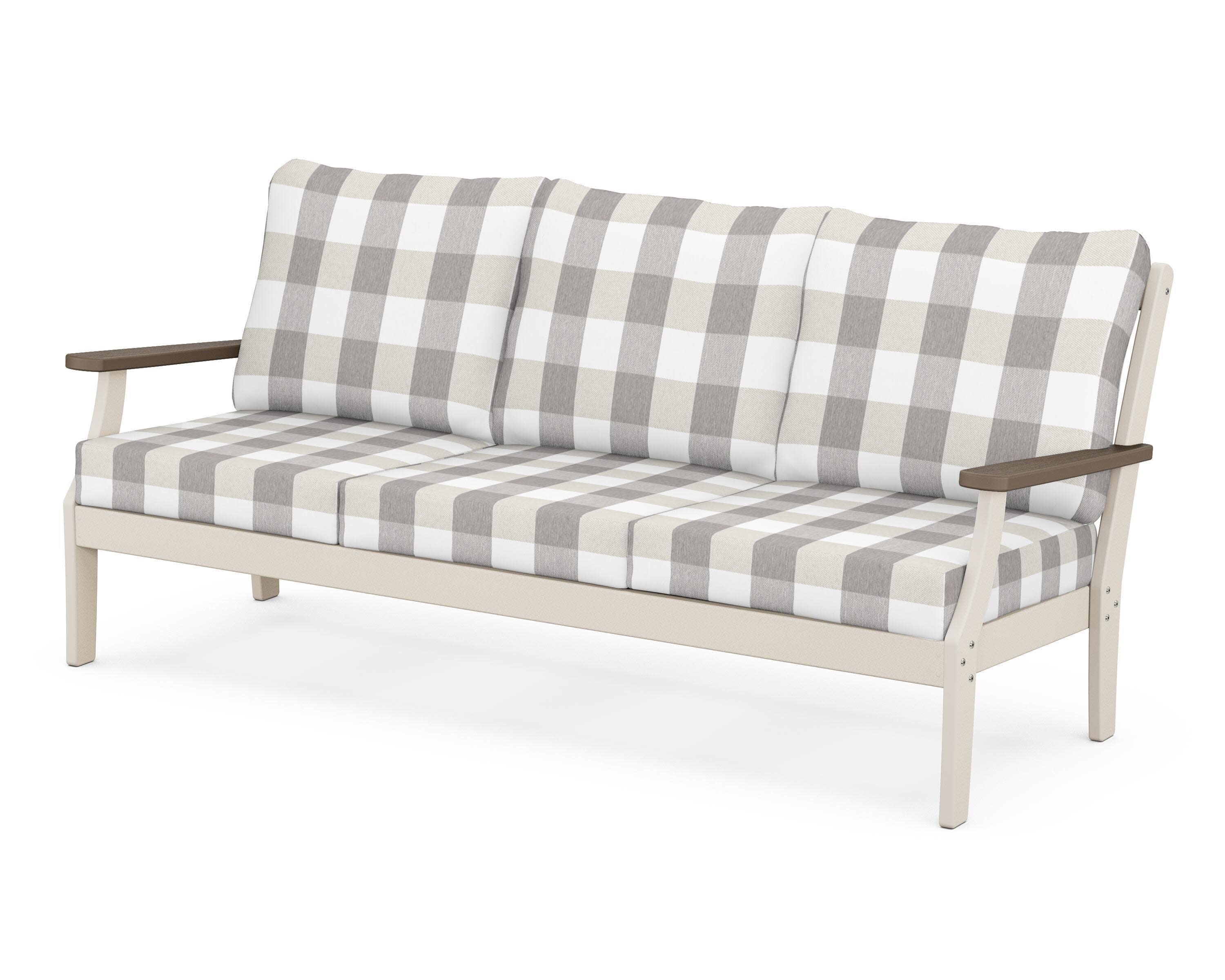 Braxton Deep Seating Sofa in Sand / Kona / Buffalo Plaid Grey Mist