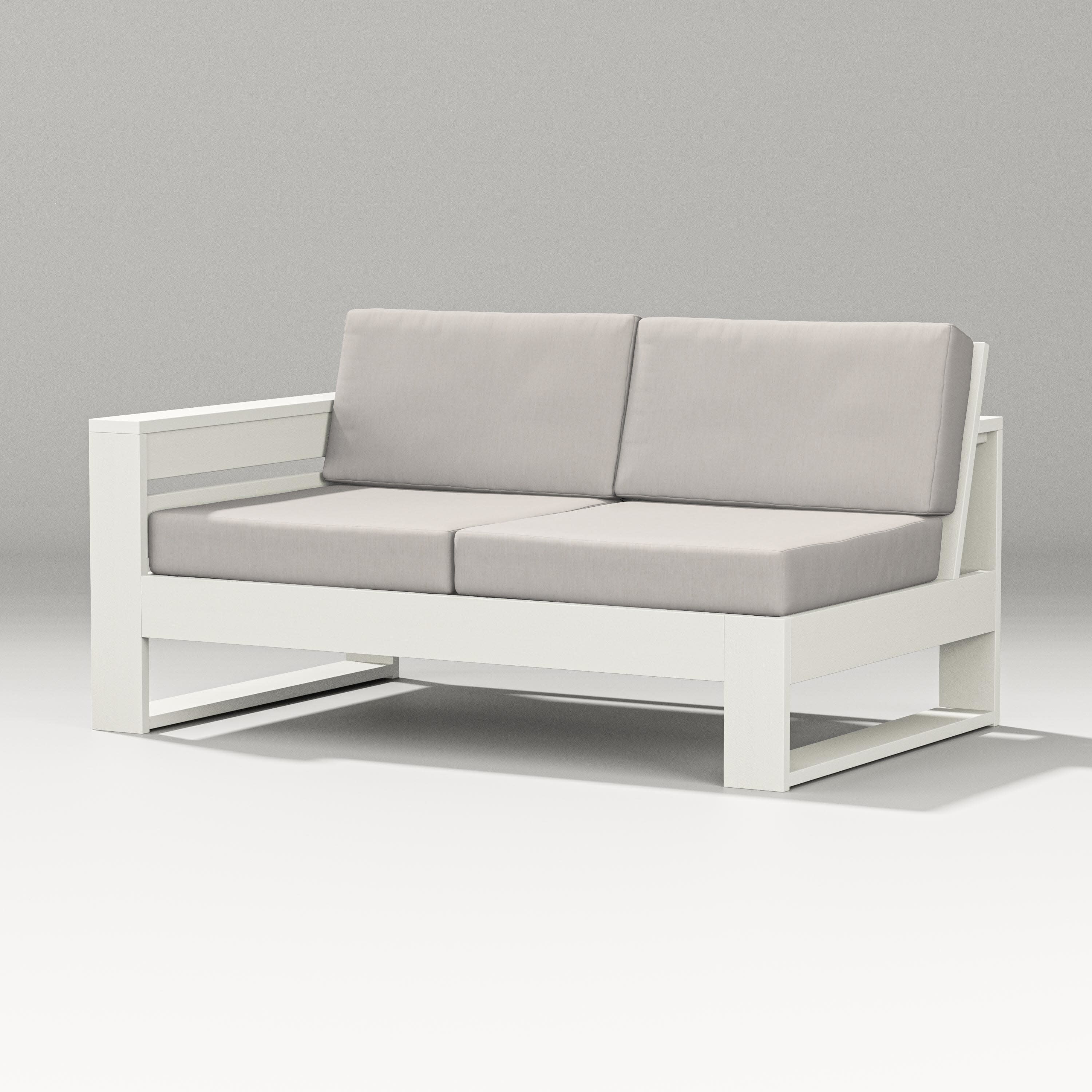 Latitude Modular Left Arm Loveseat in Vintage White / Cast Ash
