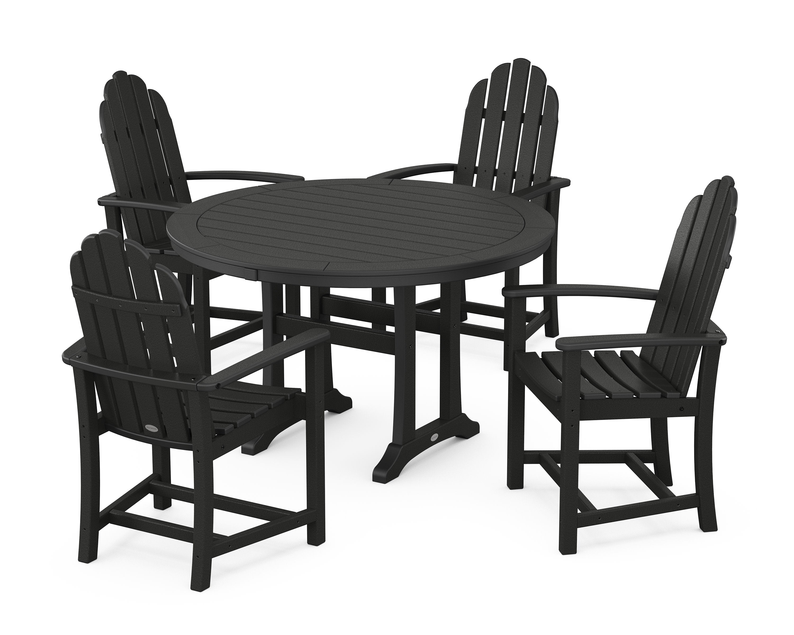 Classic Adirondack 5-Piece Round Dining Set with Trestle Legs in Black