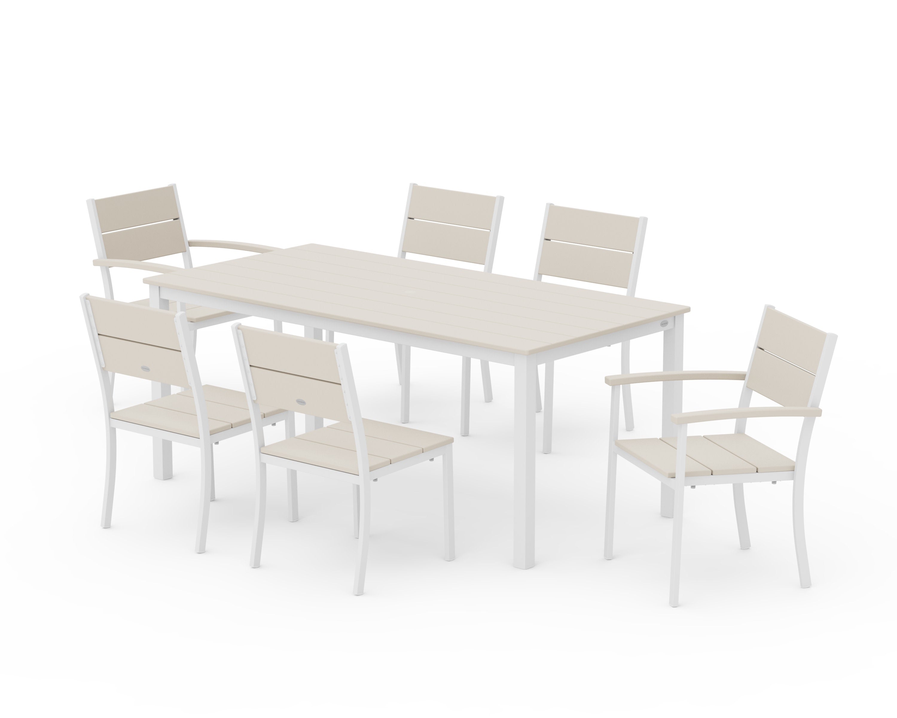Main Street 7-Piece Dining Set in White / Sand