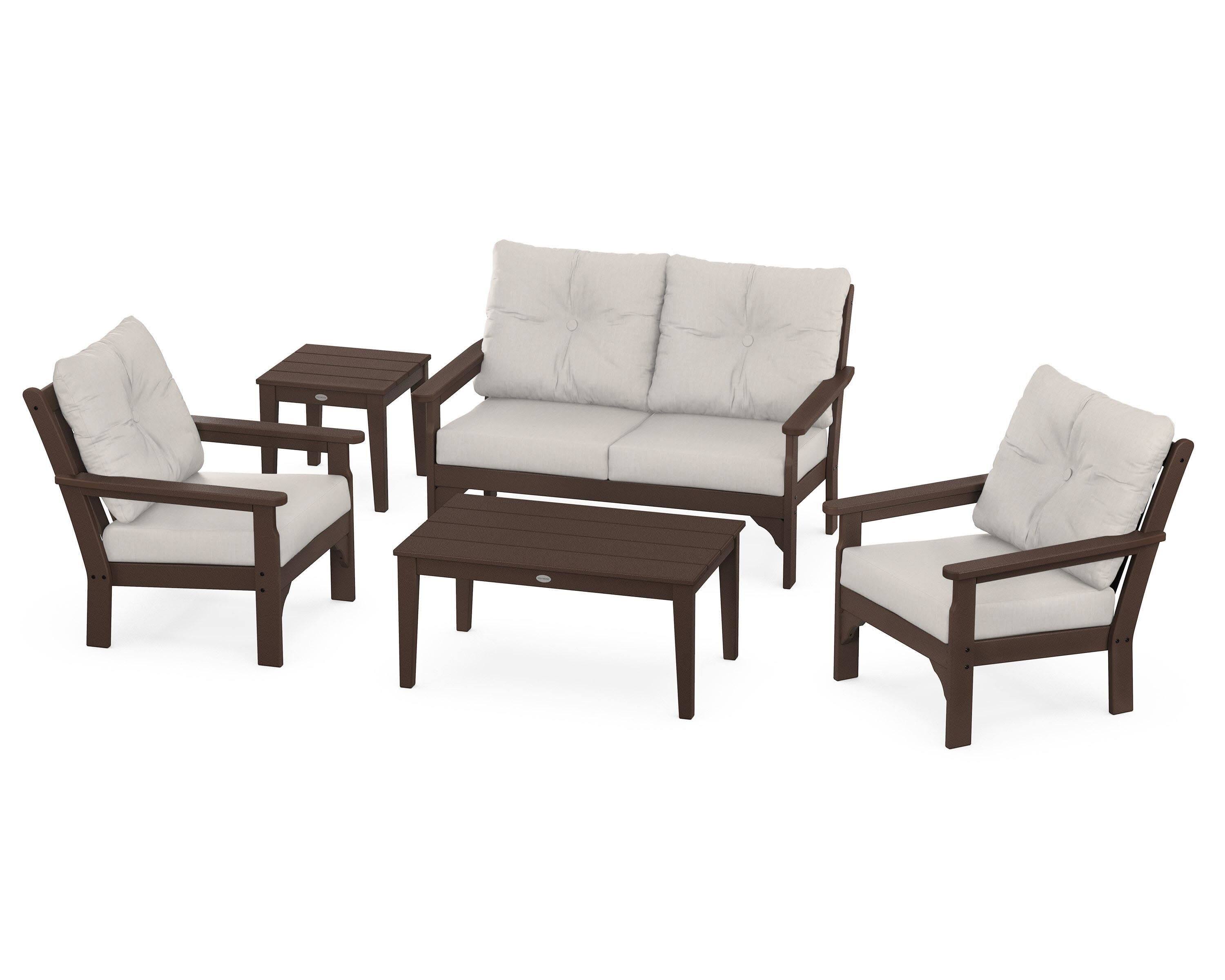 Vineyard 5-Piece Deep Seating Set in Mahogany / Cast Ash