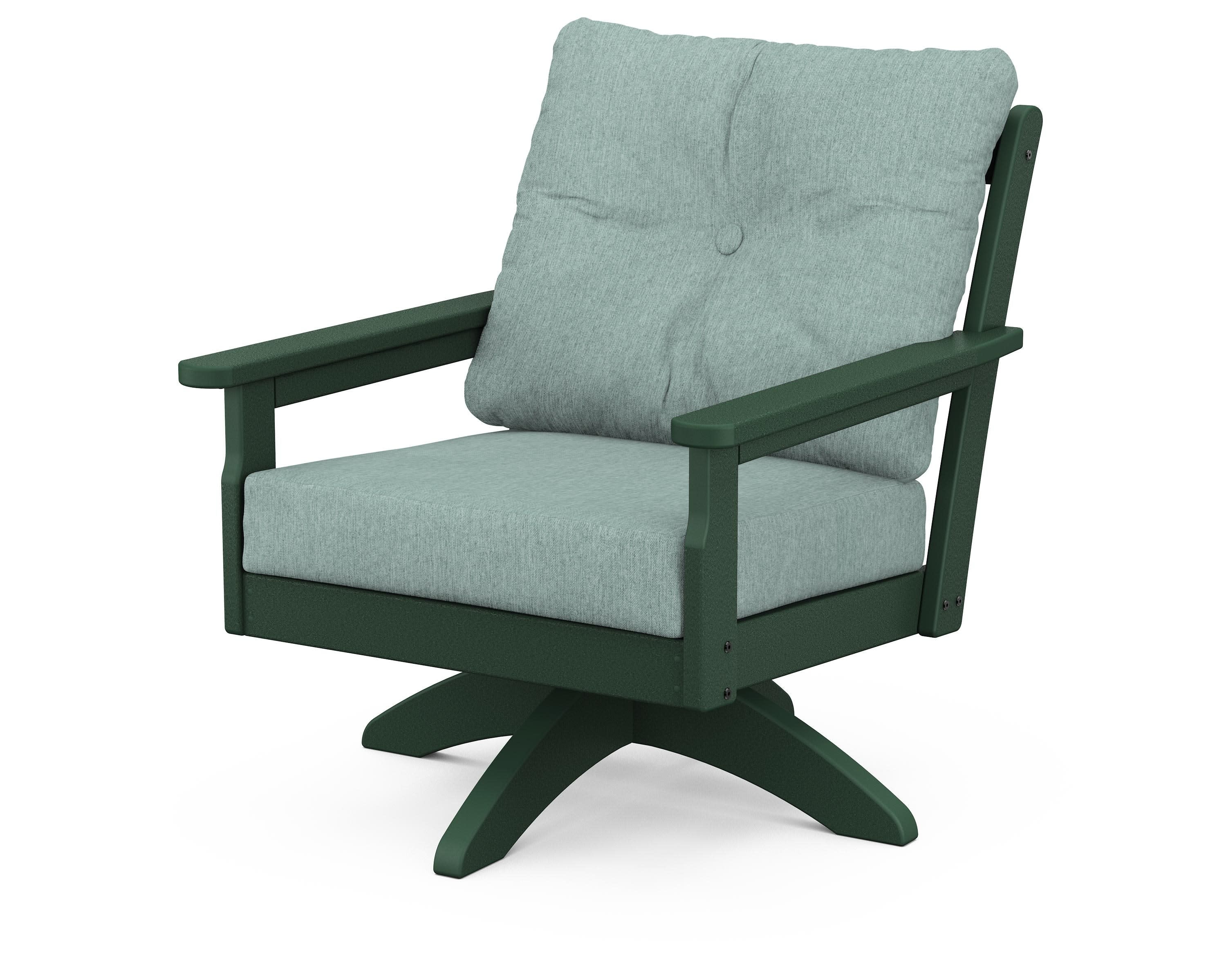 Vineyard Deep Seating Swivel Chair in Green / Glacier Spa