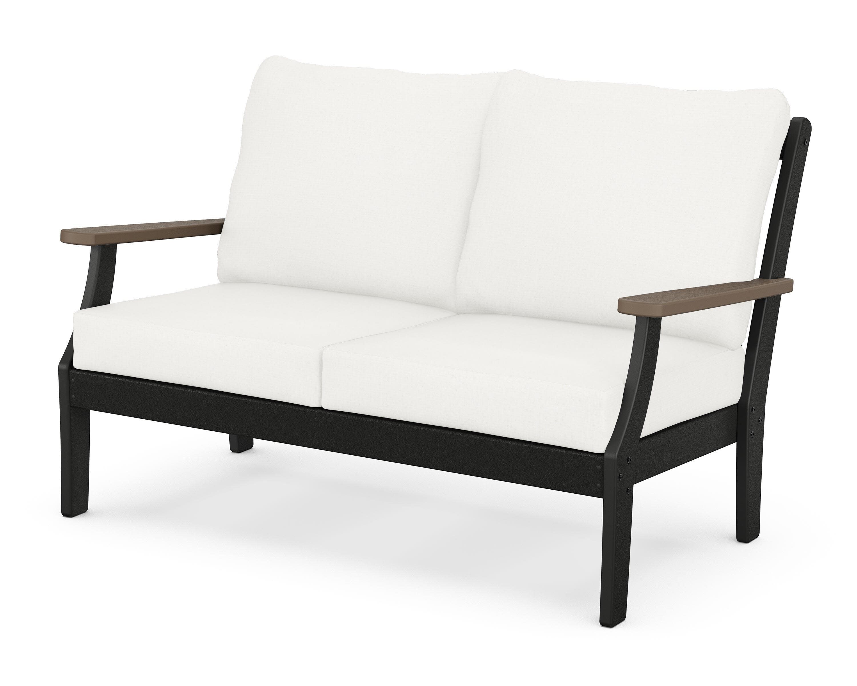 Braxton Deep Seating Loveseat in Black / Kona / Natural Linen